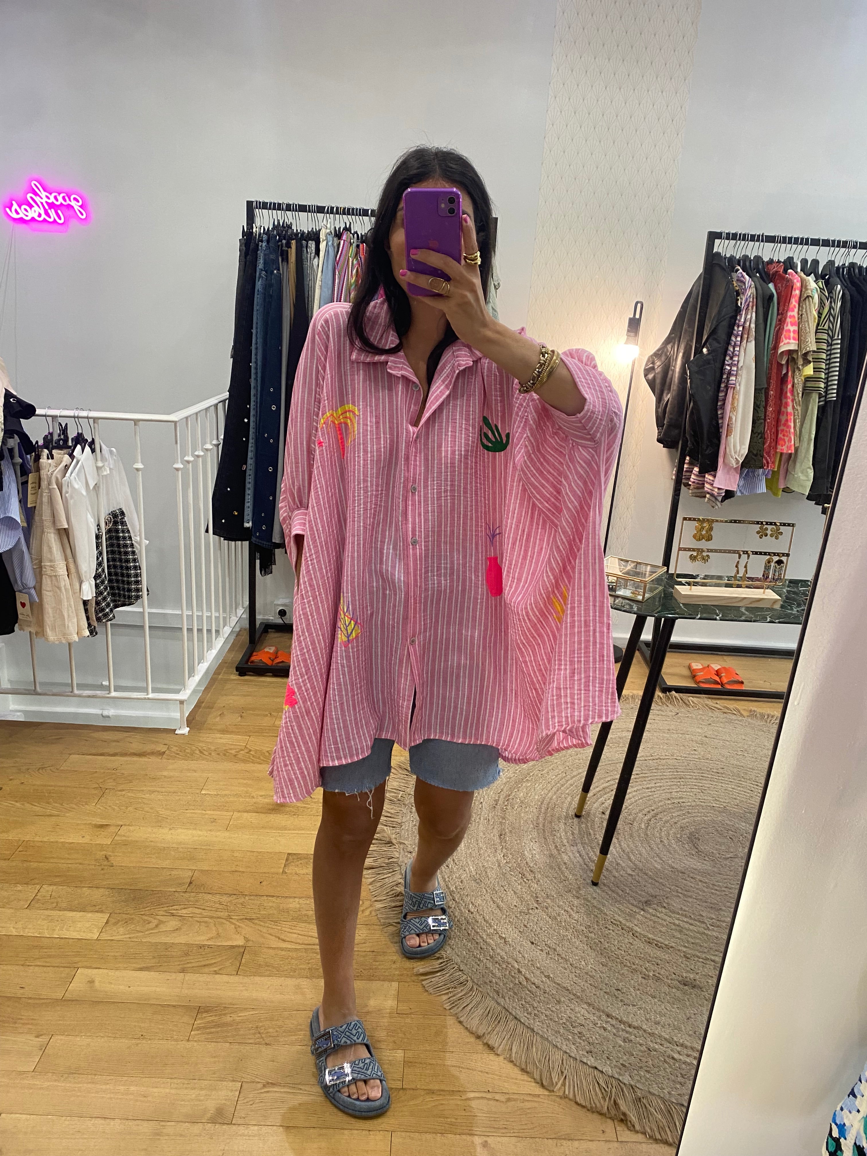Robe Chemise « Jill » rayé rose