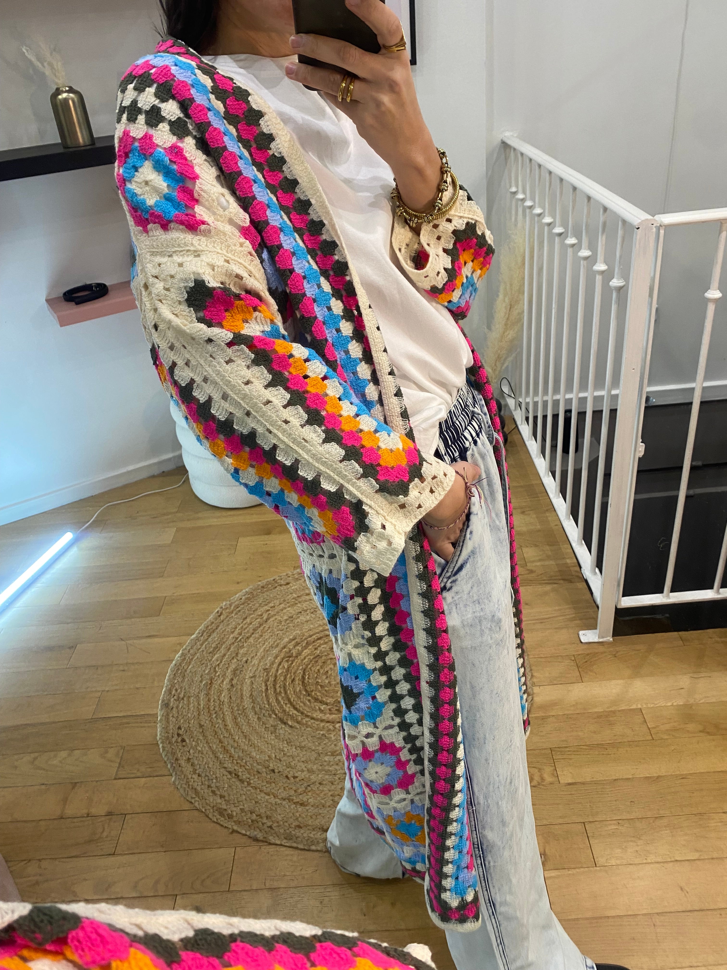 Kimono « charlotte » crochet multico