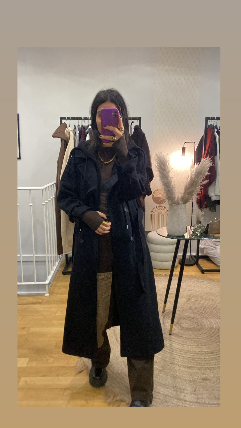 Manteau « Caro » capuche noir