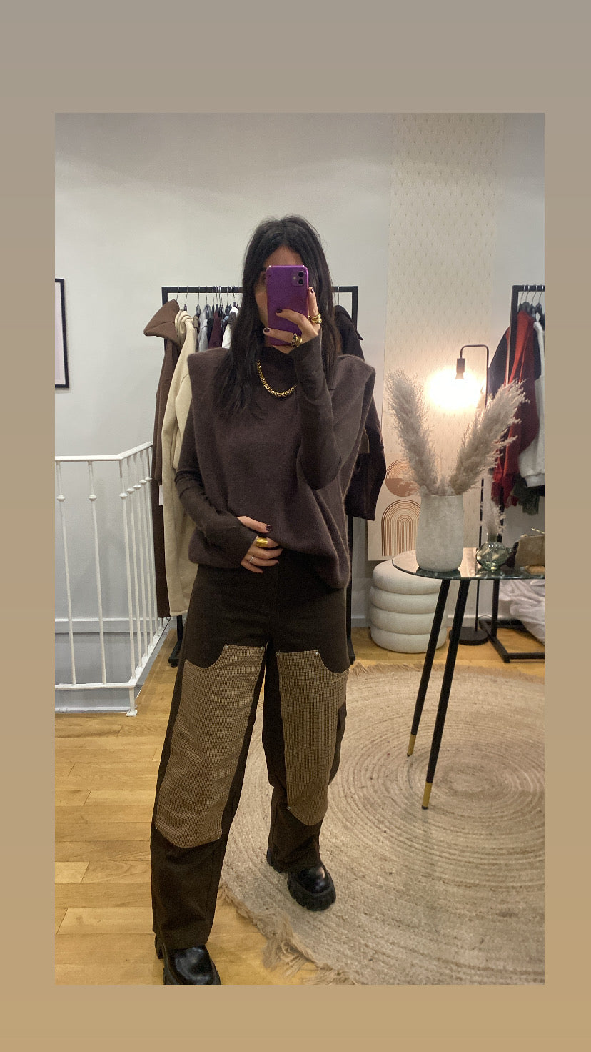 Top mitaine « Carole » marron