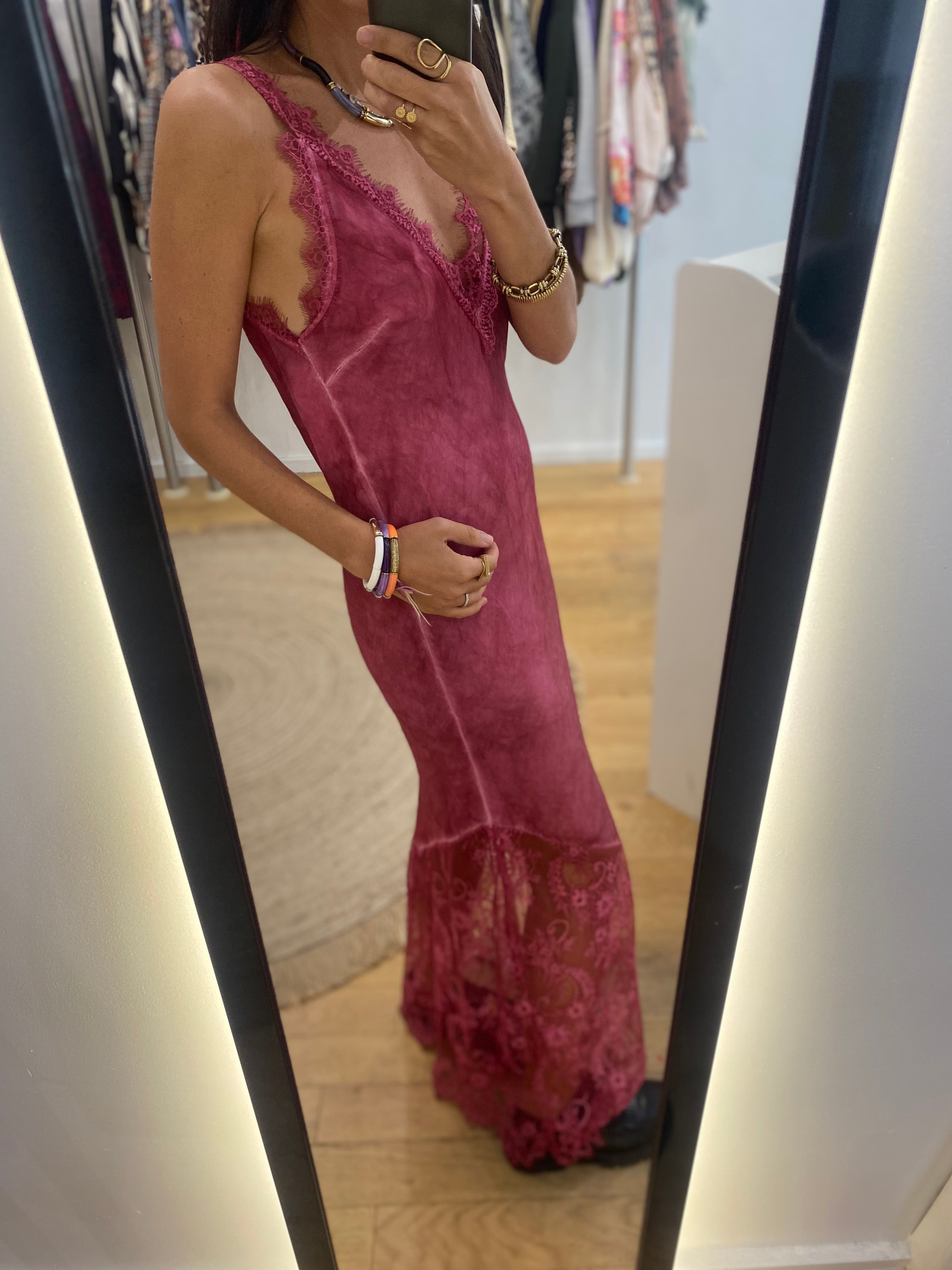 Robe « Pamela » rose/ bordeaux