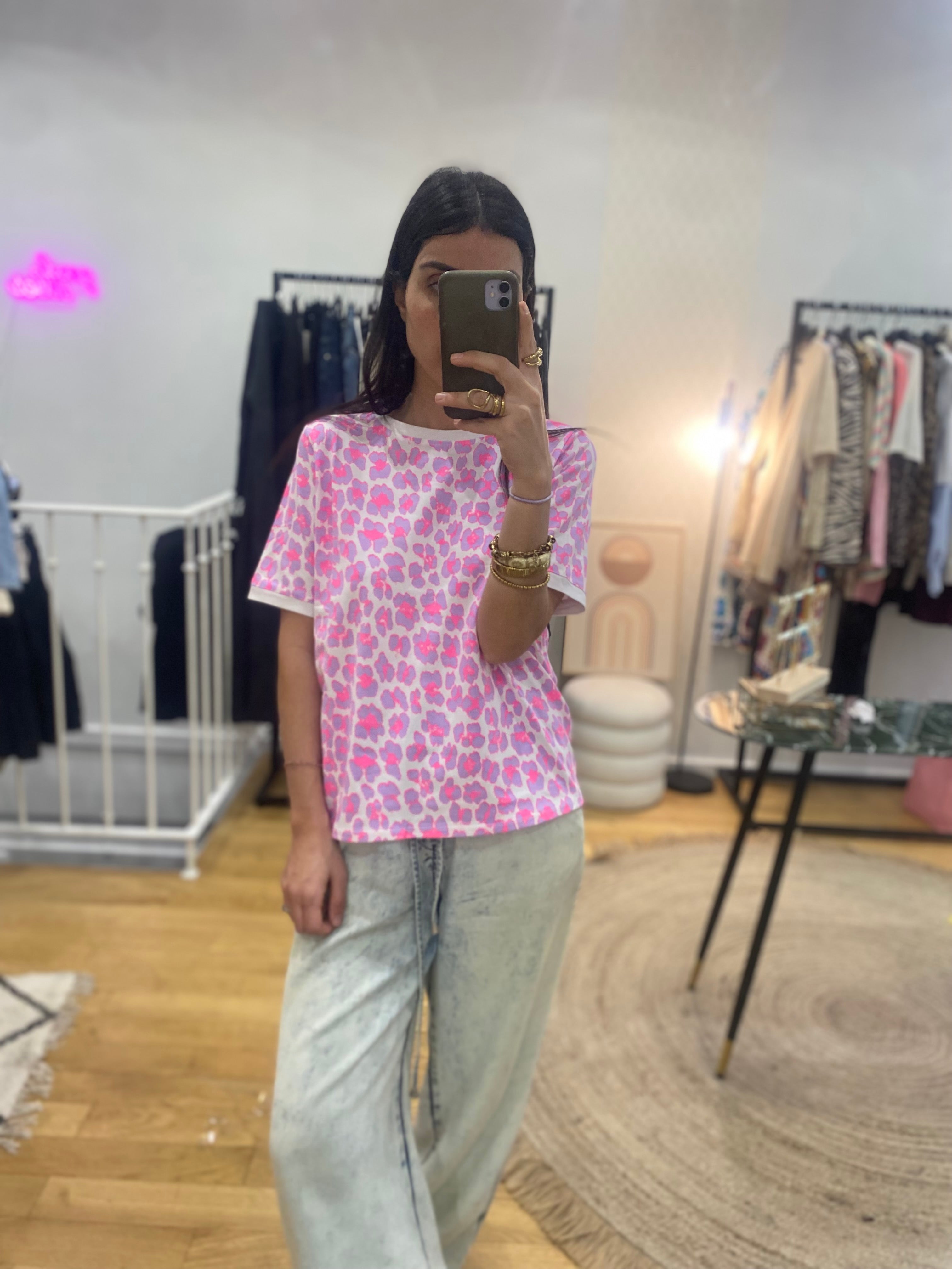 T-shirt « Mila » leopard rose