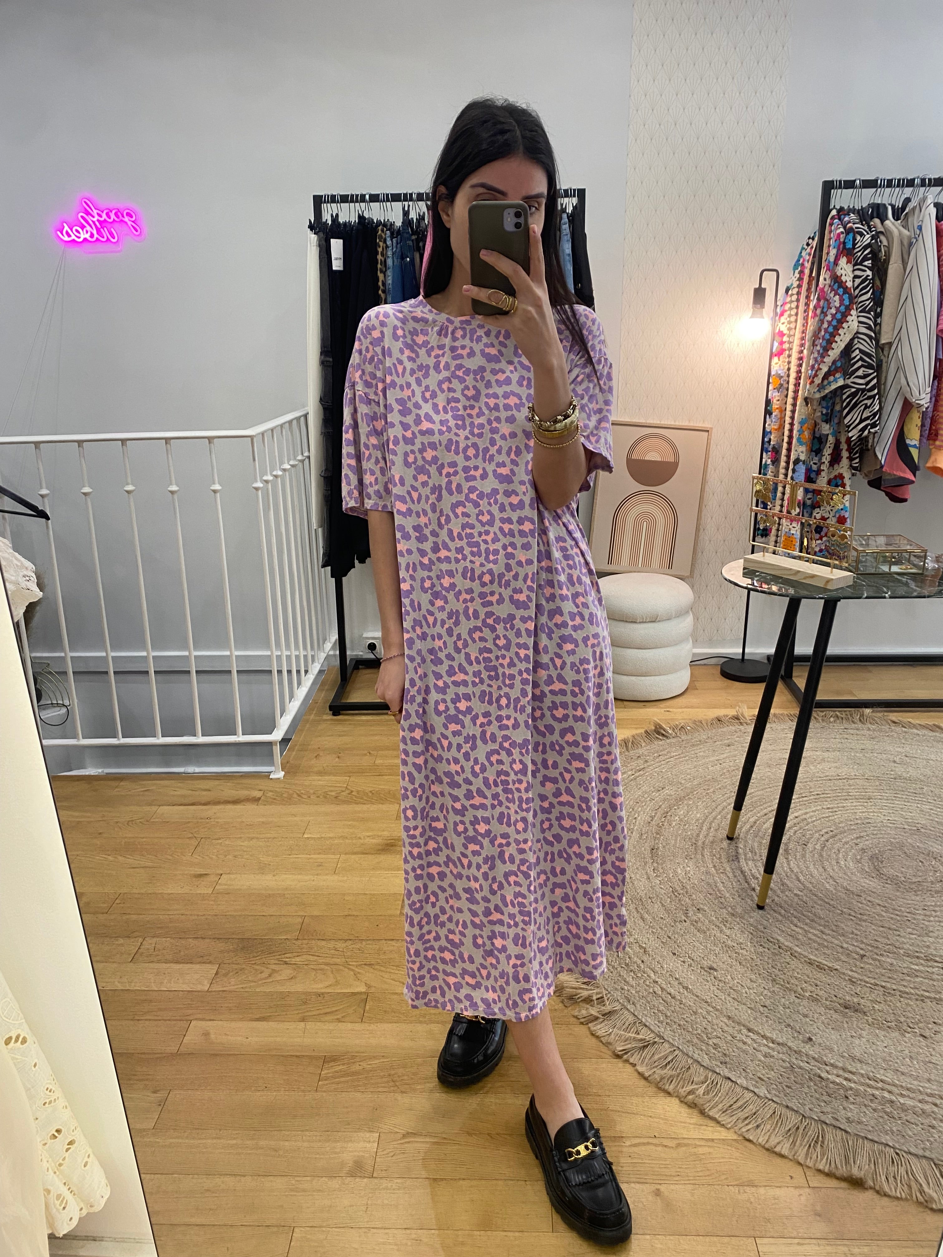 Robe « Margaux » leopard violet