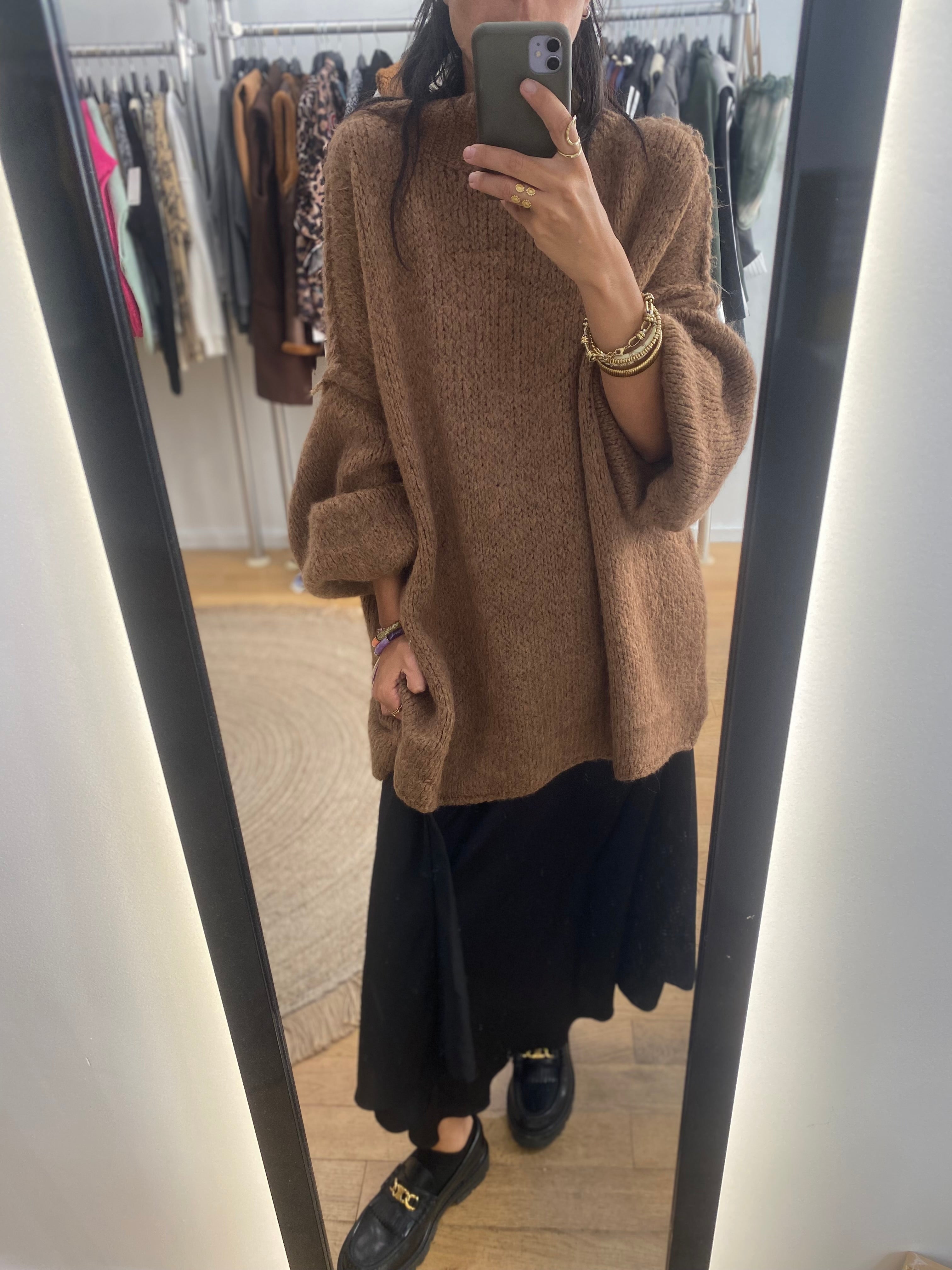 Pull couture « Chloé » camel / marron