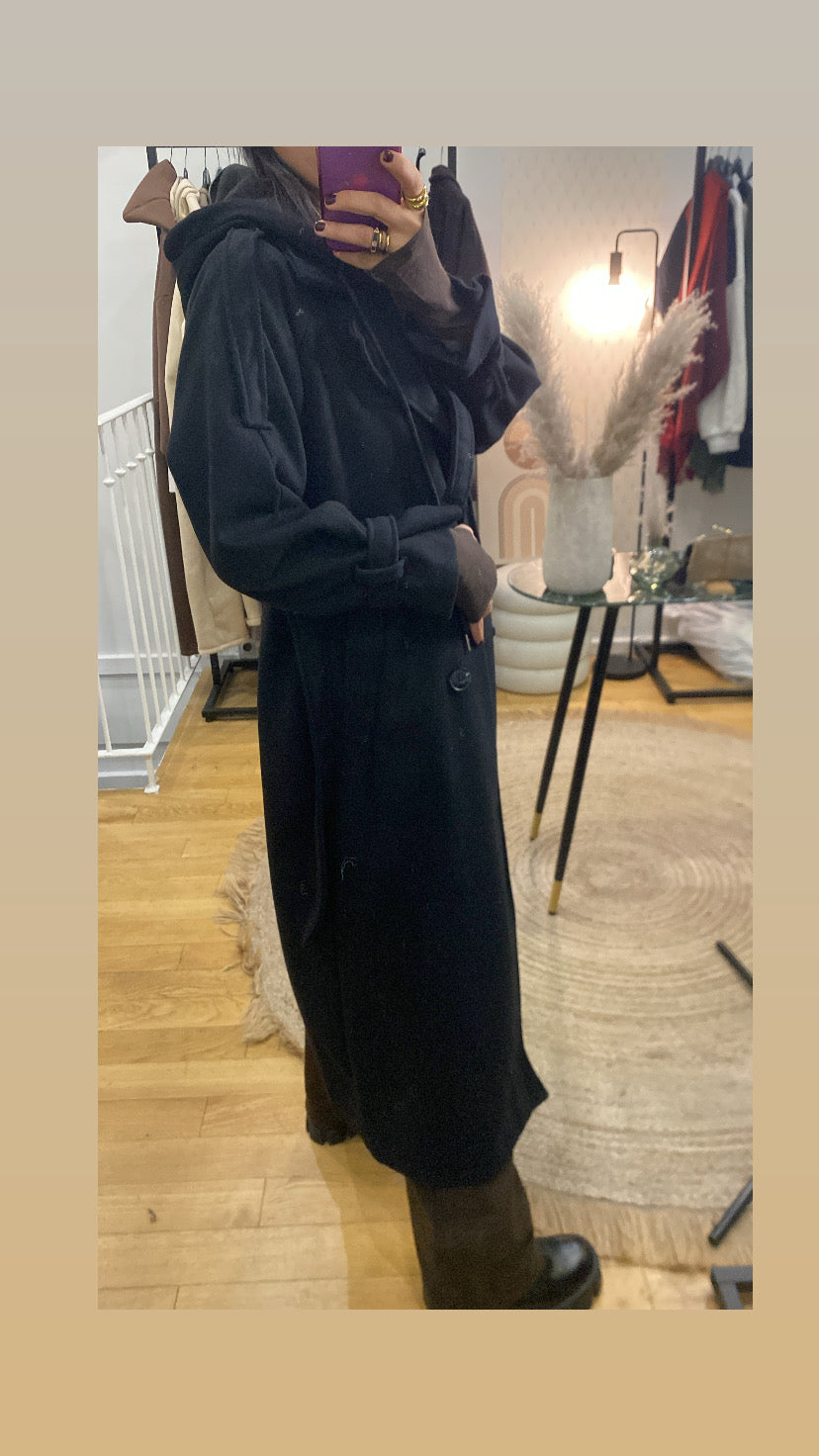 Manteau « Caro » capuche noir