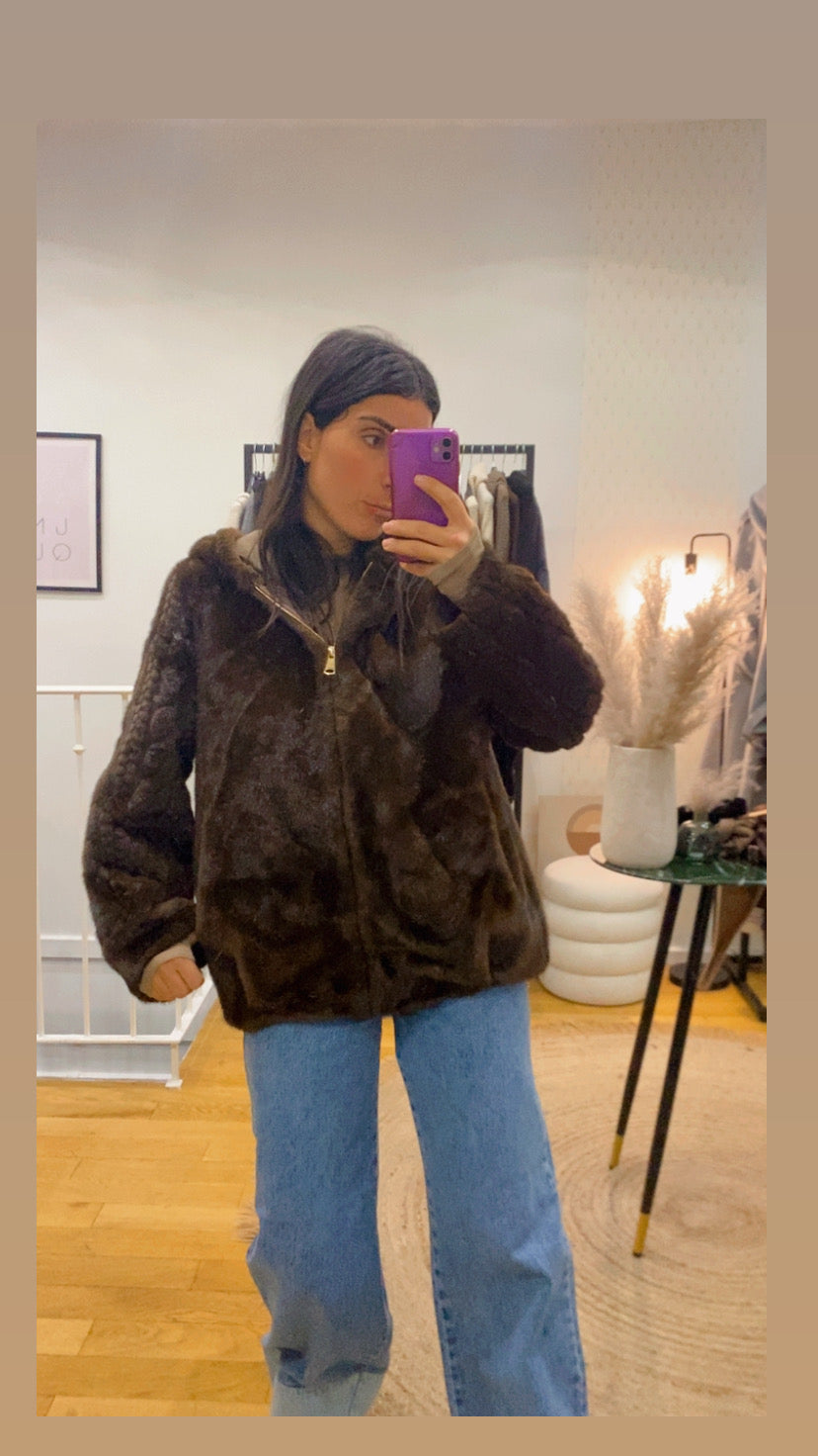 Veste « Mila » fausse fourrure marron