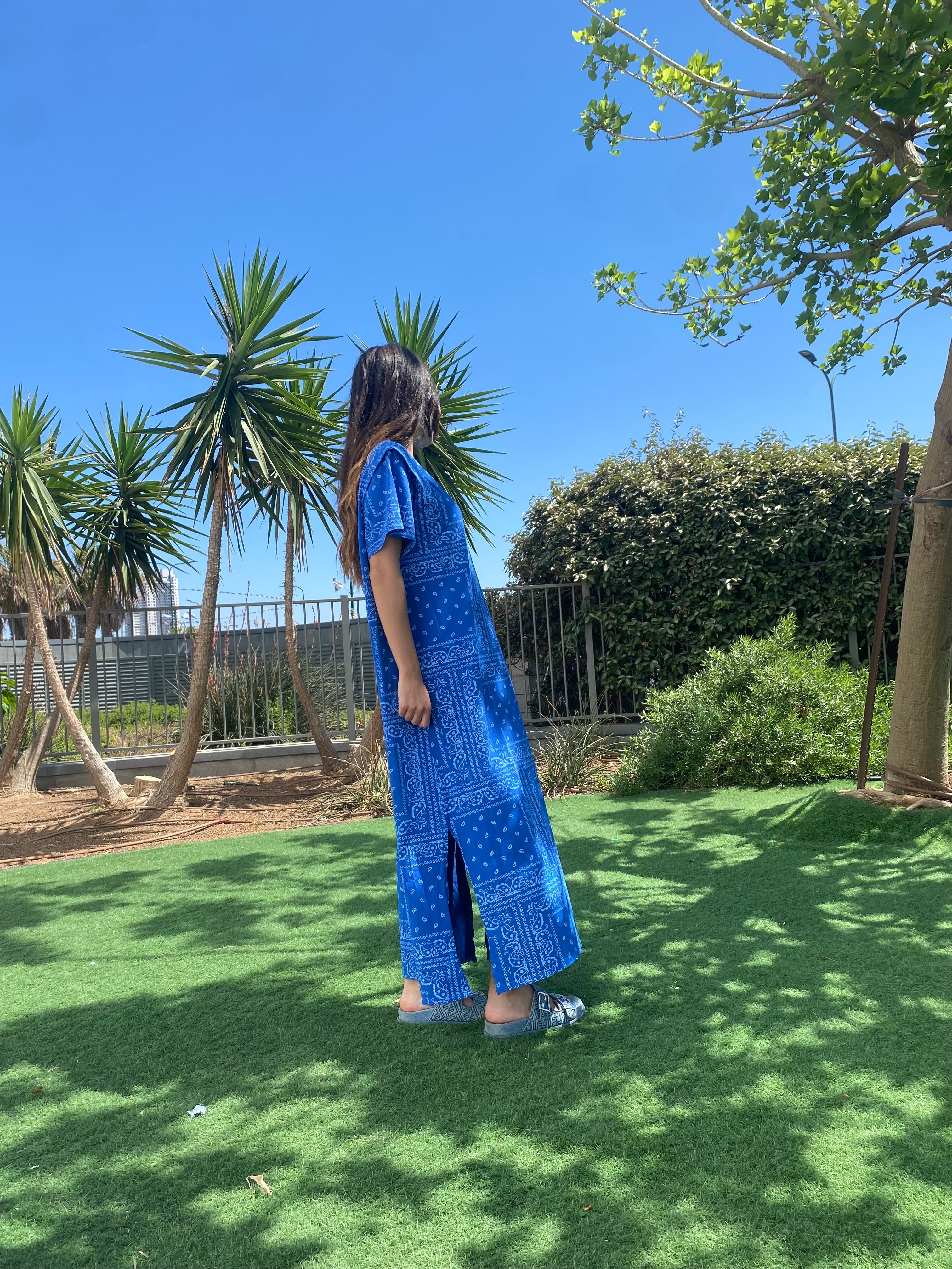 Robe « Scarlett » bandana bleu