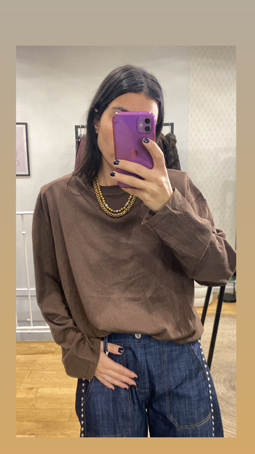 T-shirt épaulette marron