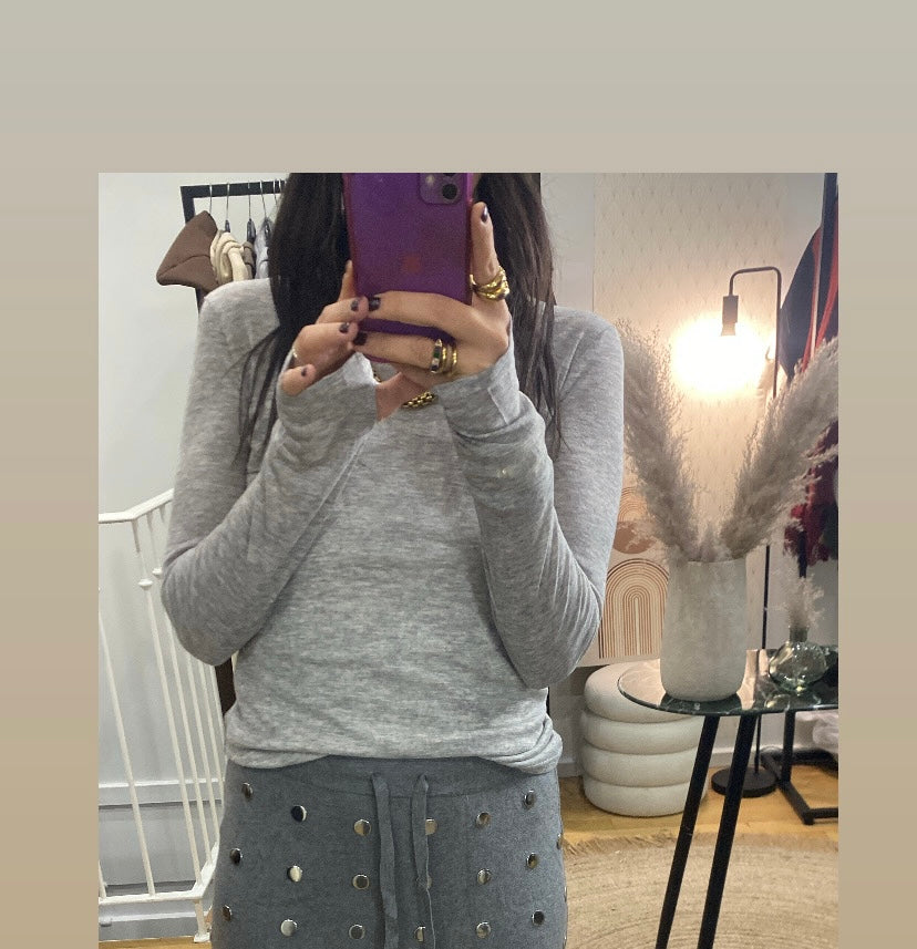 Top mitaine « Carole » gris