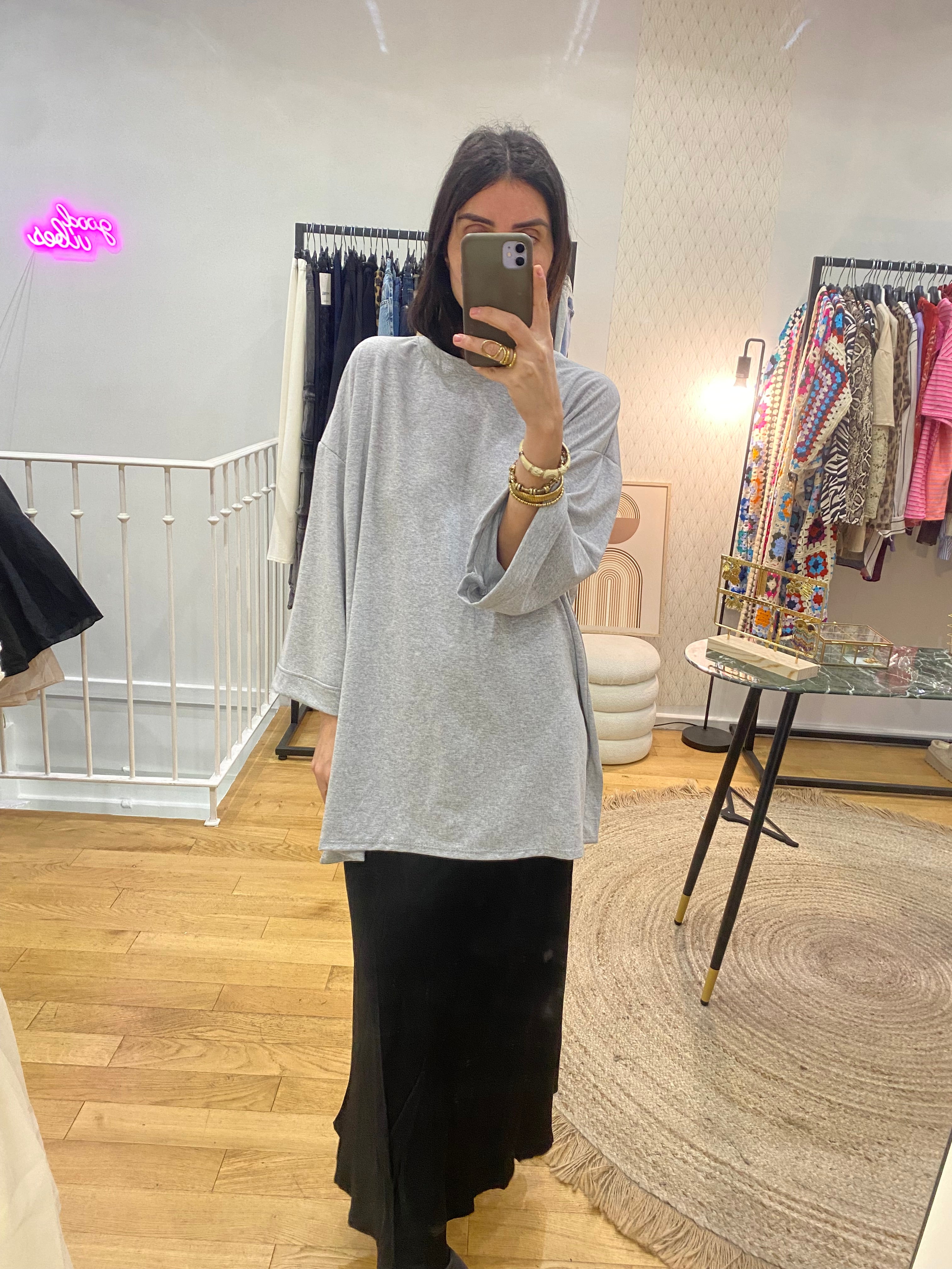 T-shirt manche 3/4 gris