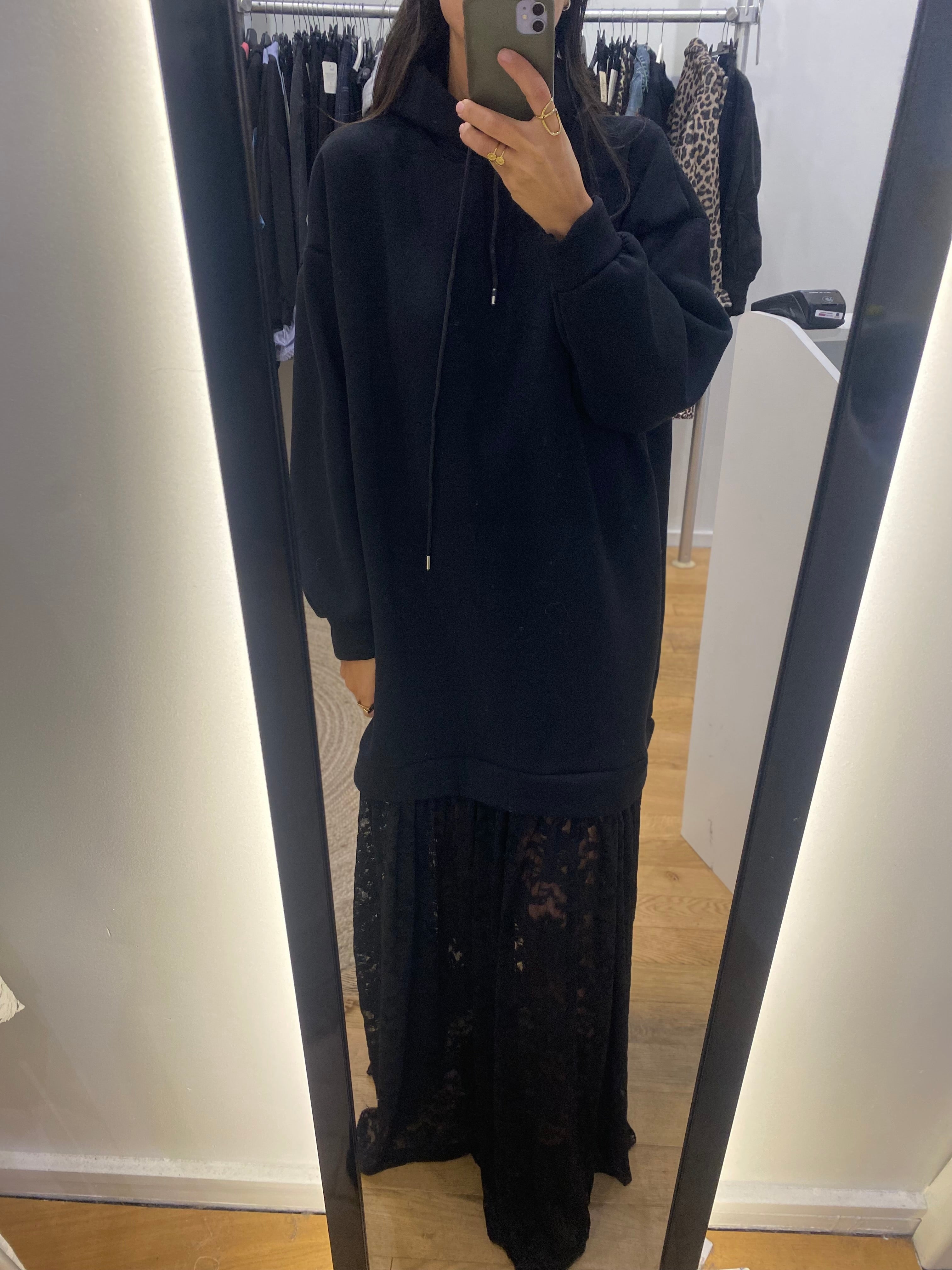 Robe sweat dentelle « noya » noir