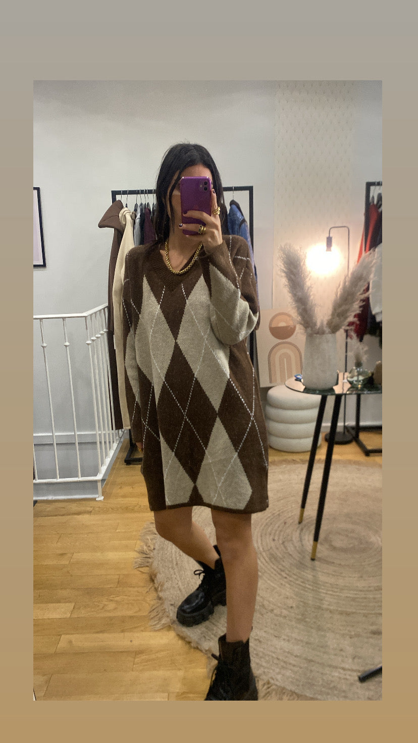 Robe pull « Éden » marron