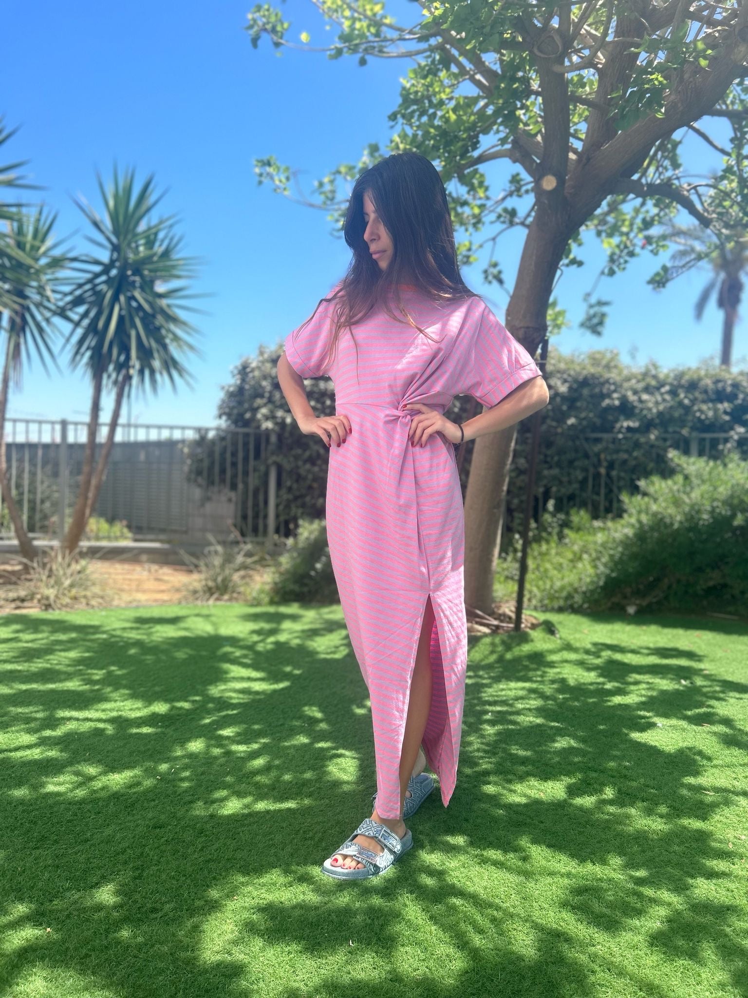 Robe « Diana » rayé rose