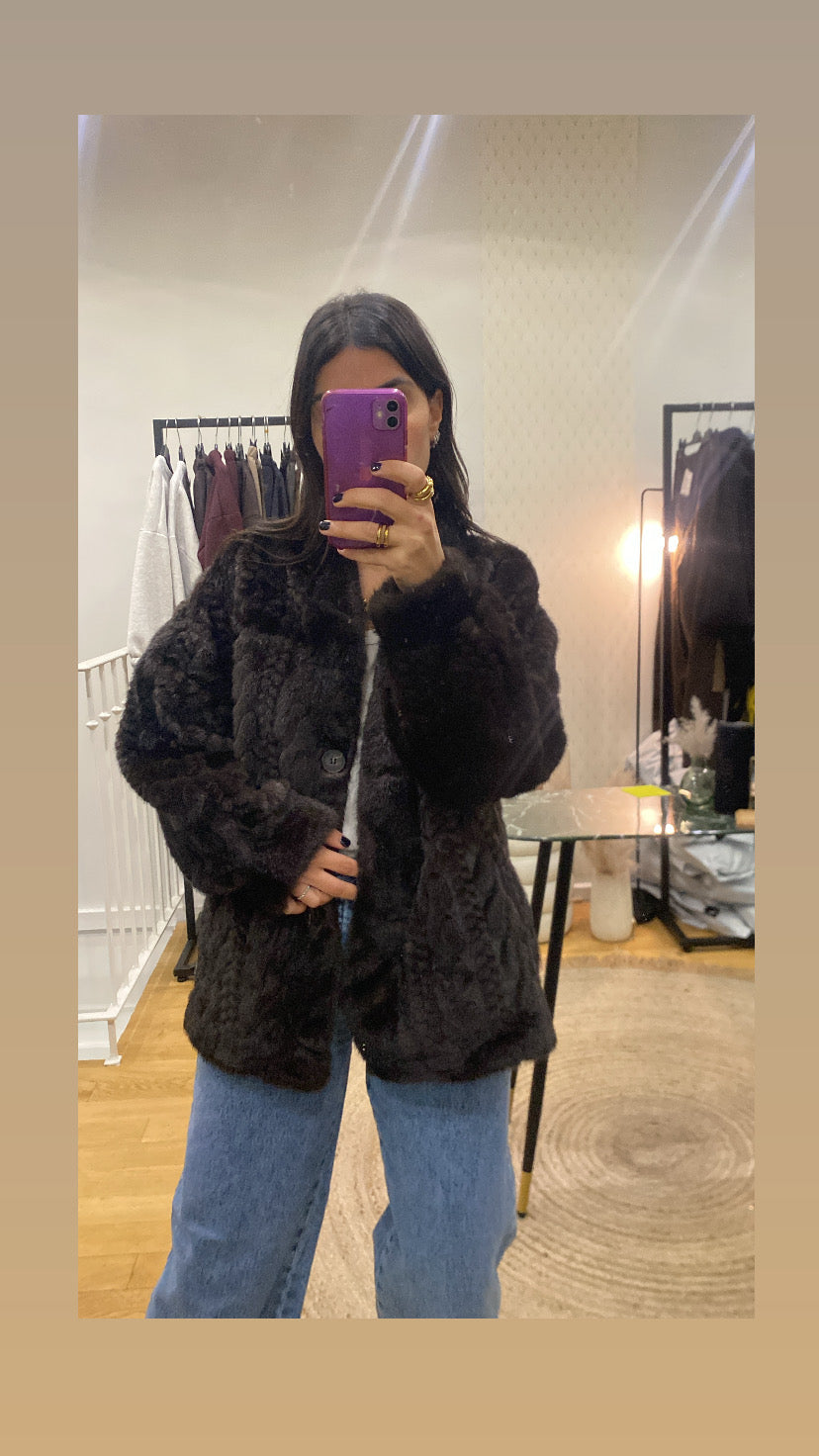 Veste « Bella » fausse fourrure marron foncé