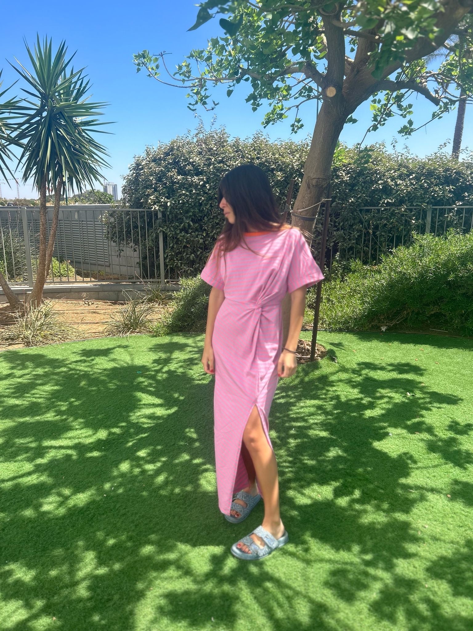 Robe « Diana » rayé rose