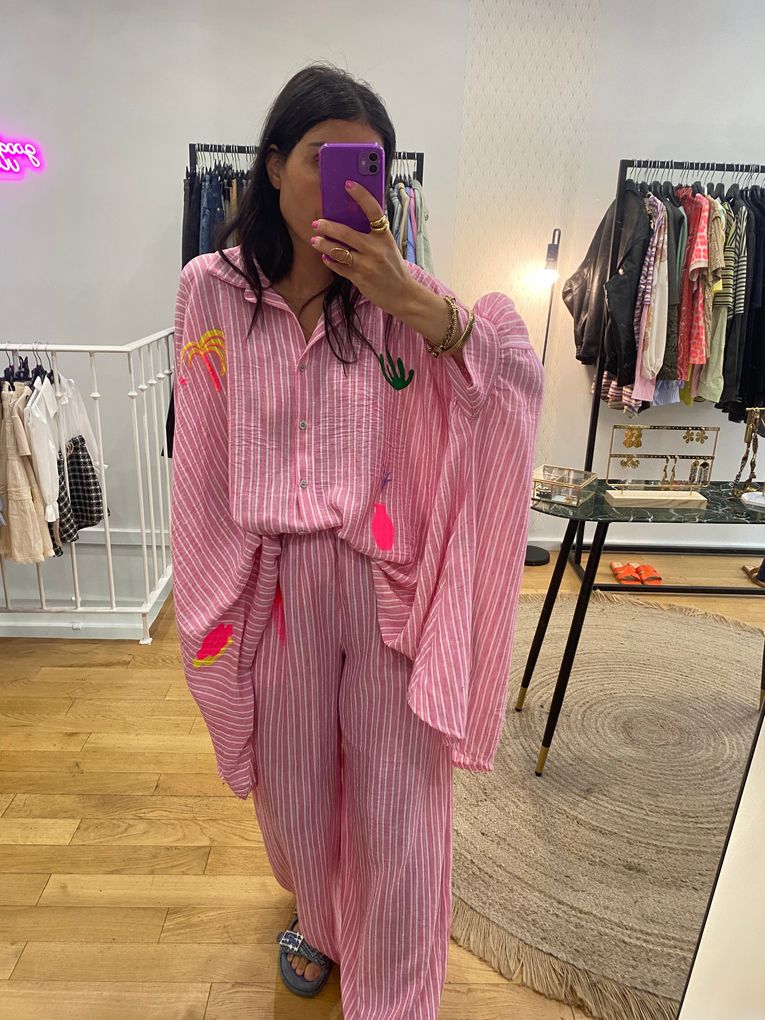 Robe Chemise « Jill » rayé rose