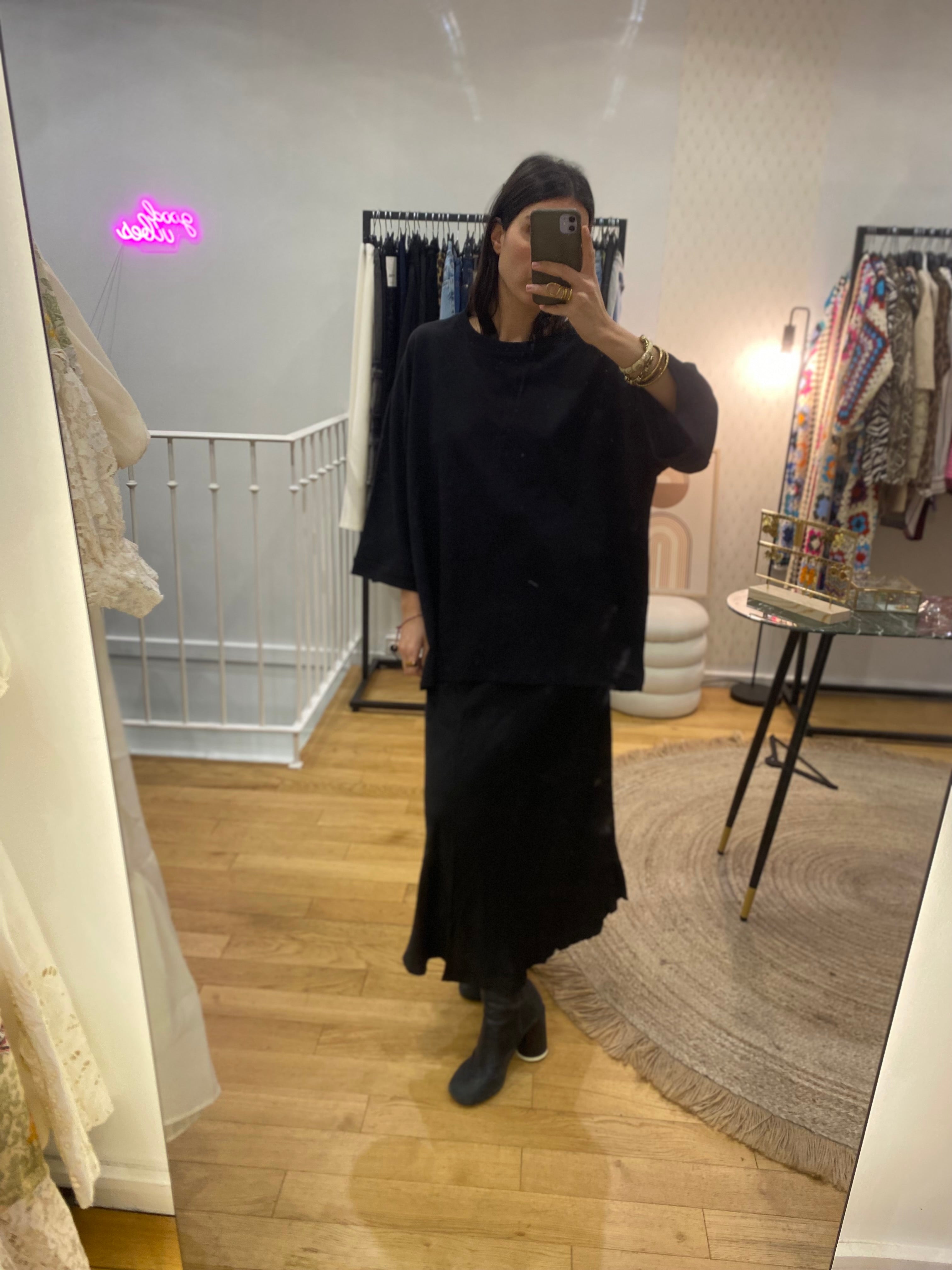T-shirt manche 3/4 noir