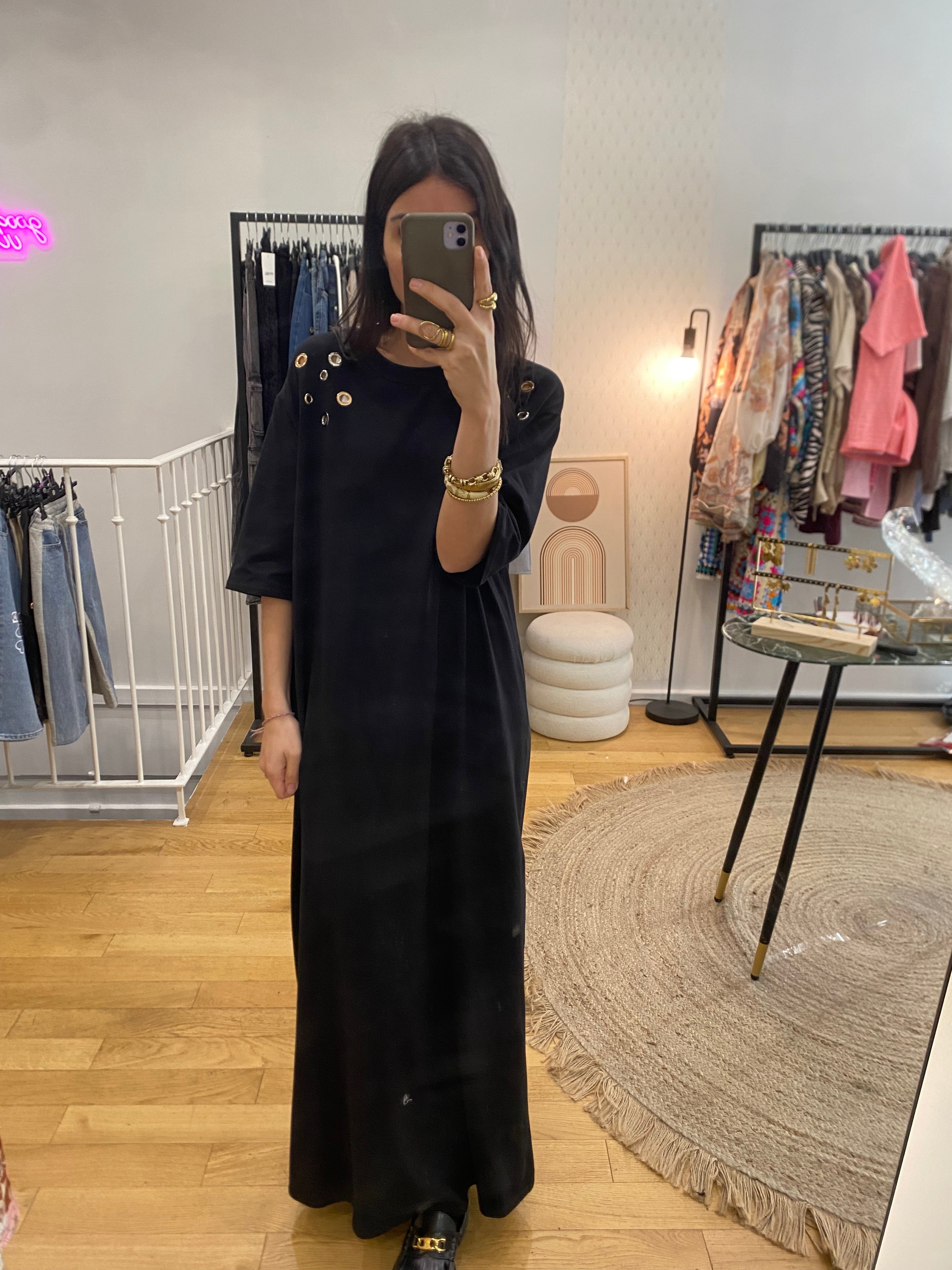 Robe œillet « Ary » noir