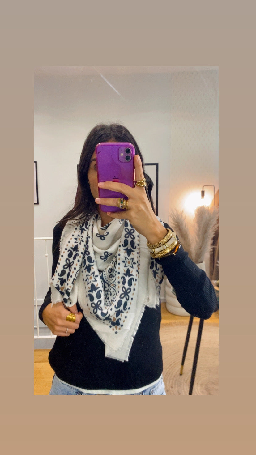 Foulard bandana écru
