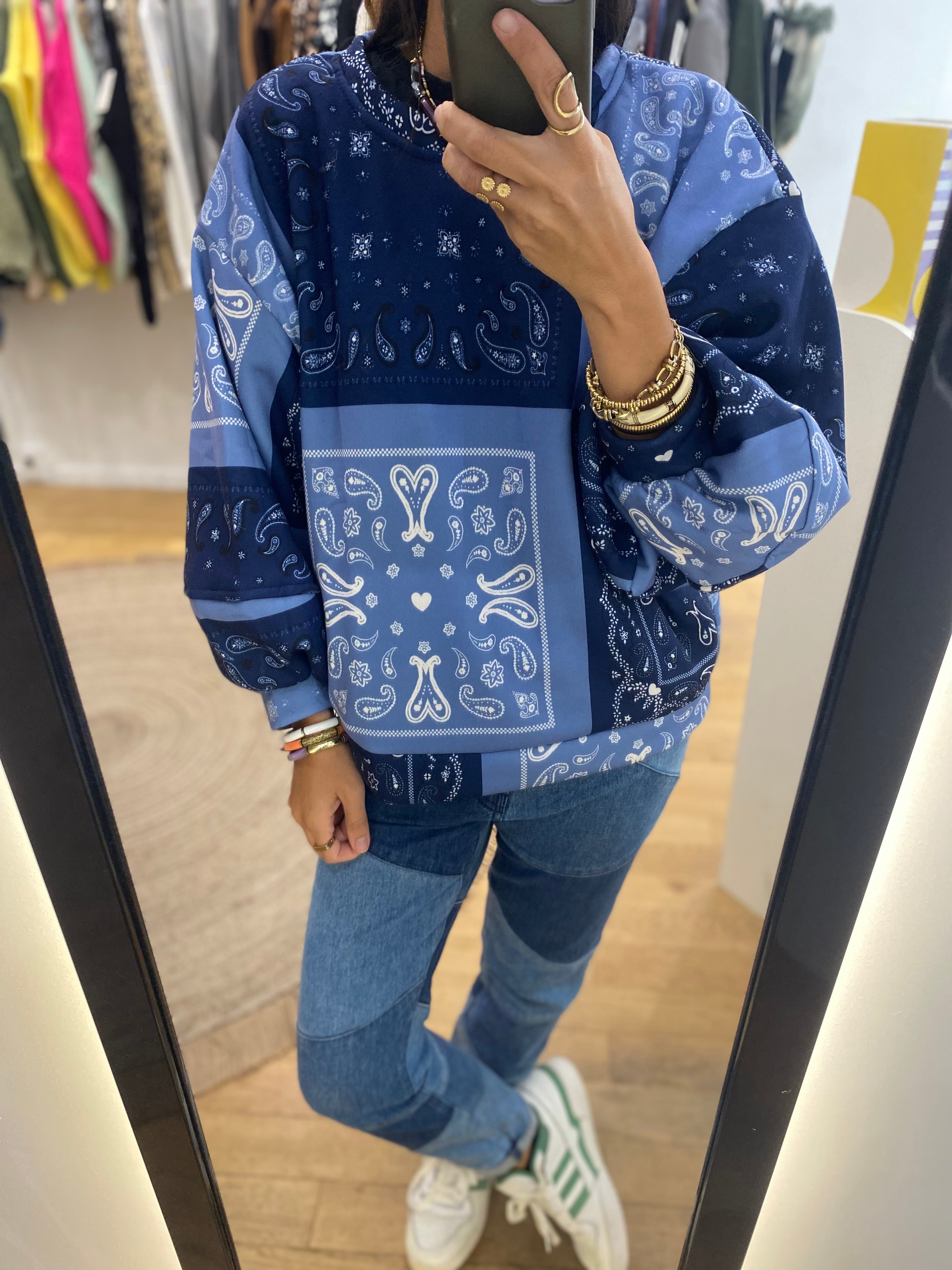 Pull « Margaux » leopard bleu