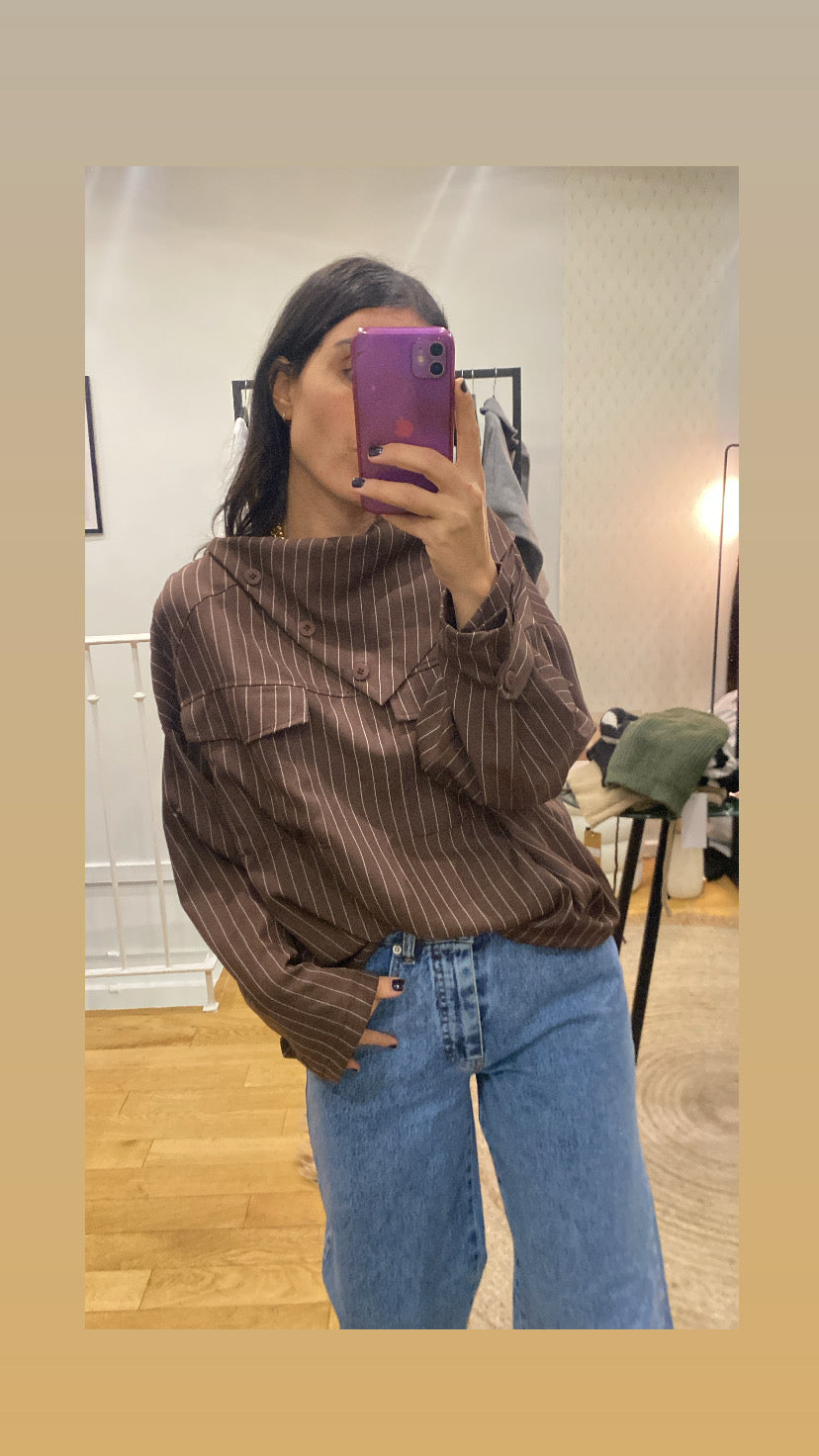 Top « Sinaï » rayé marron