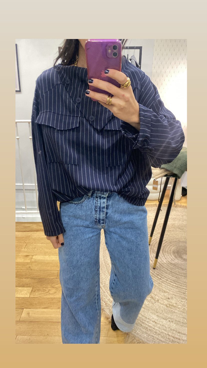 Top  « Sinaï » rayé bleu marine