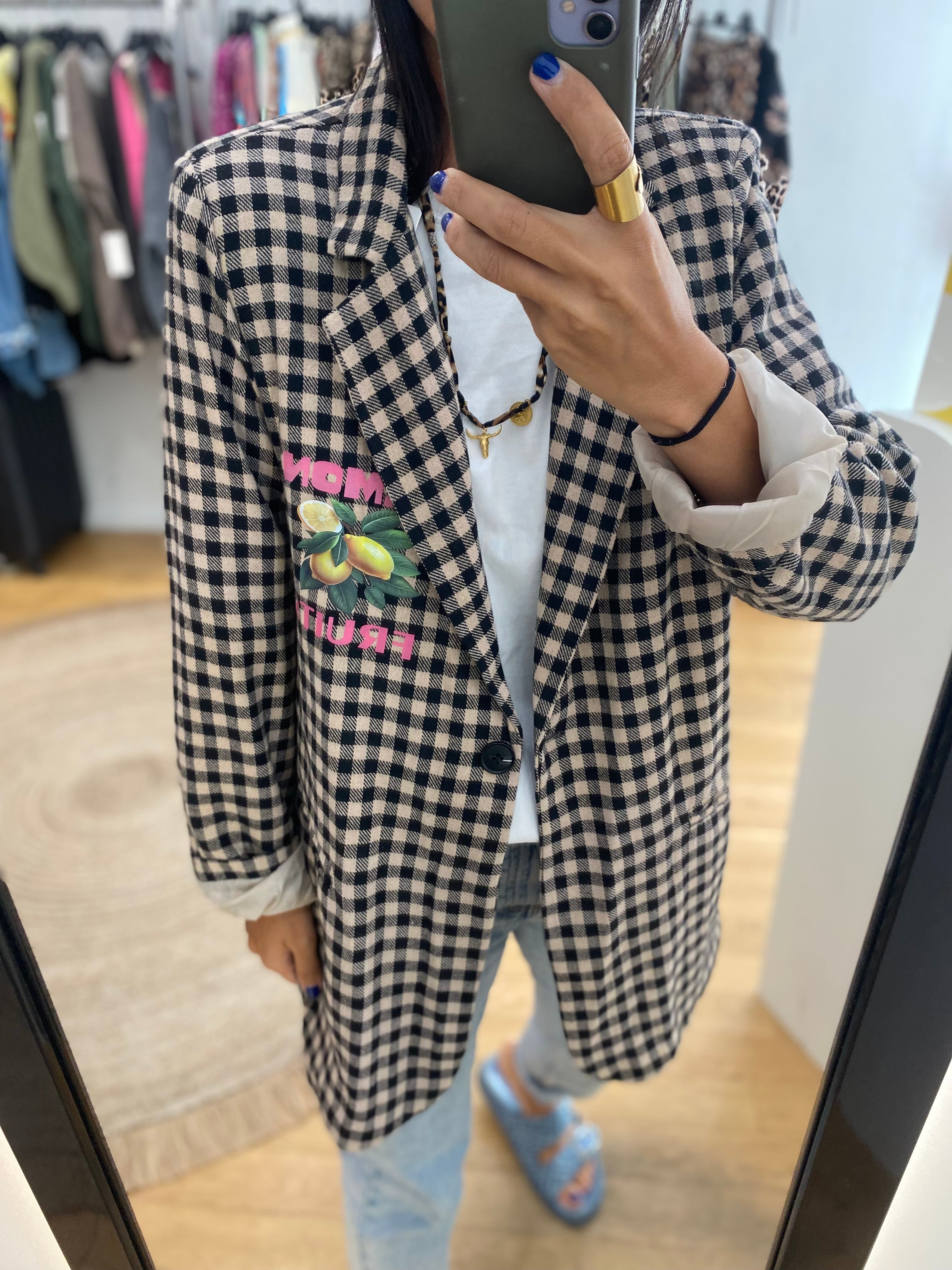 Veste / blazer à carreaux « lemon »