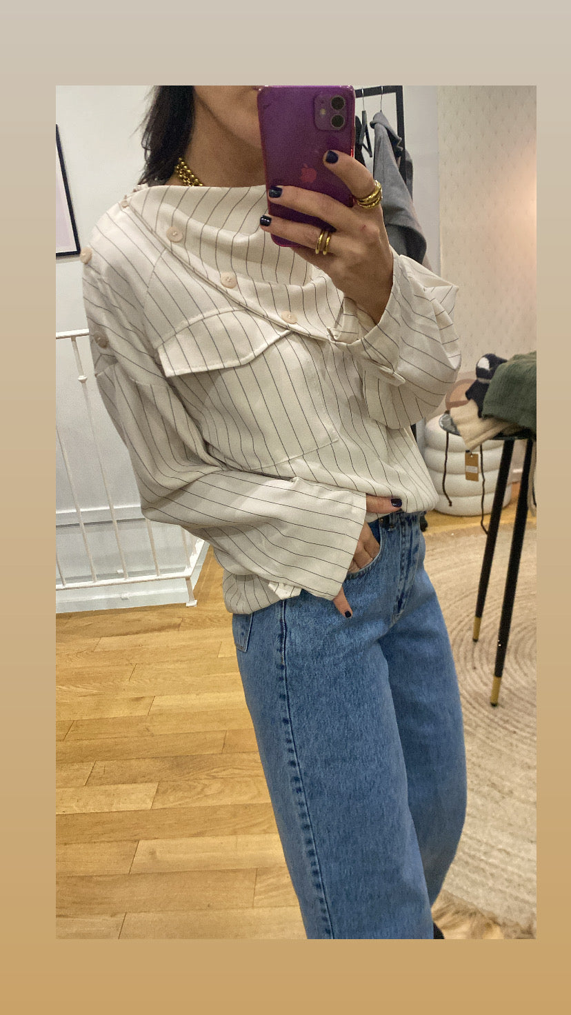 Top « Sinaï » rayé ecrue