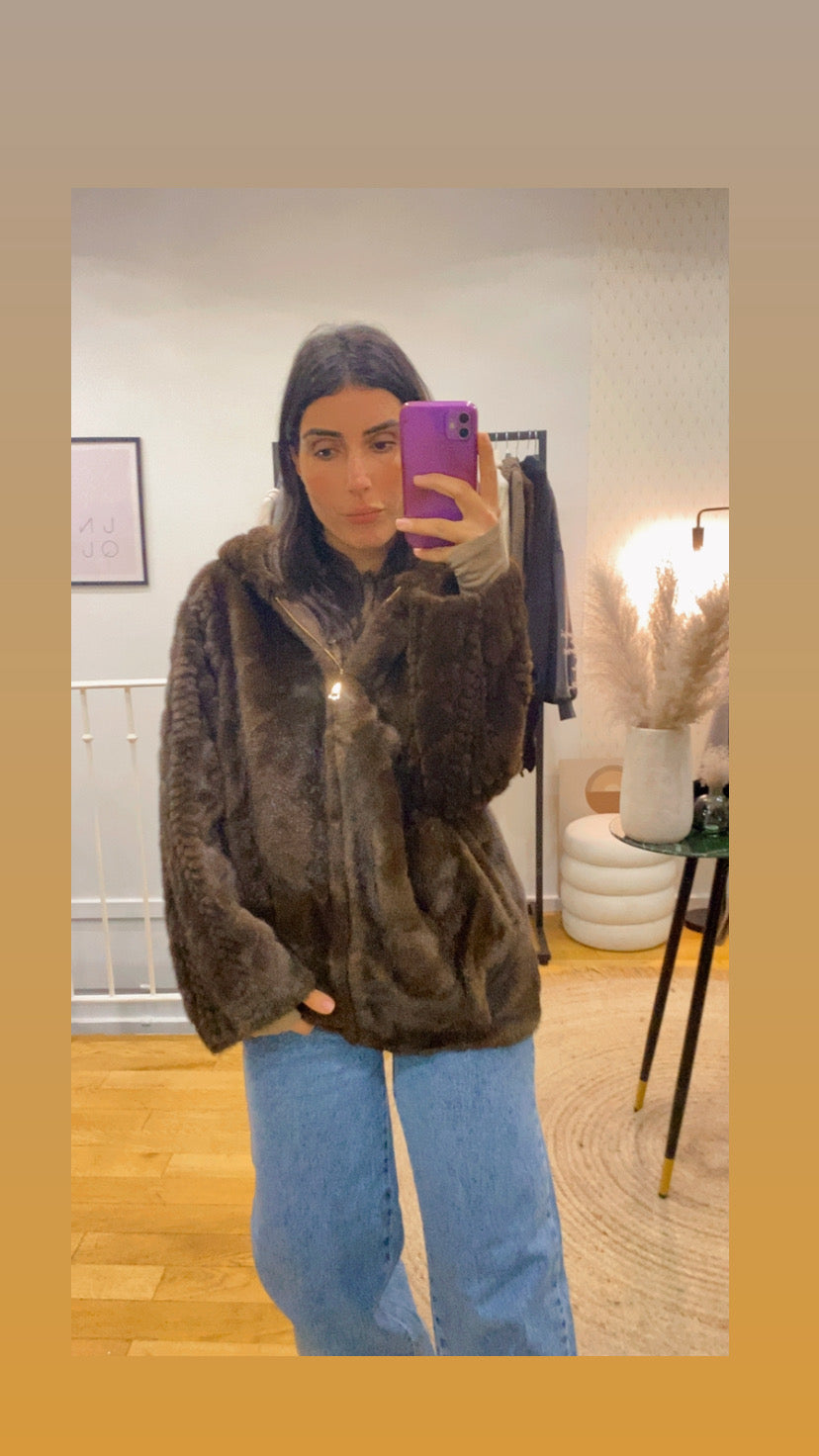 Veste « Mila » fausse fourrure marron