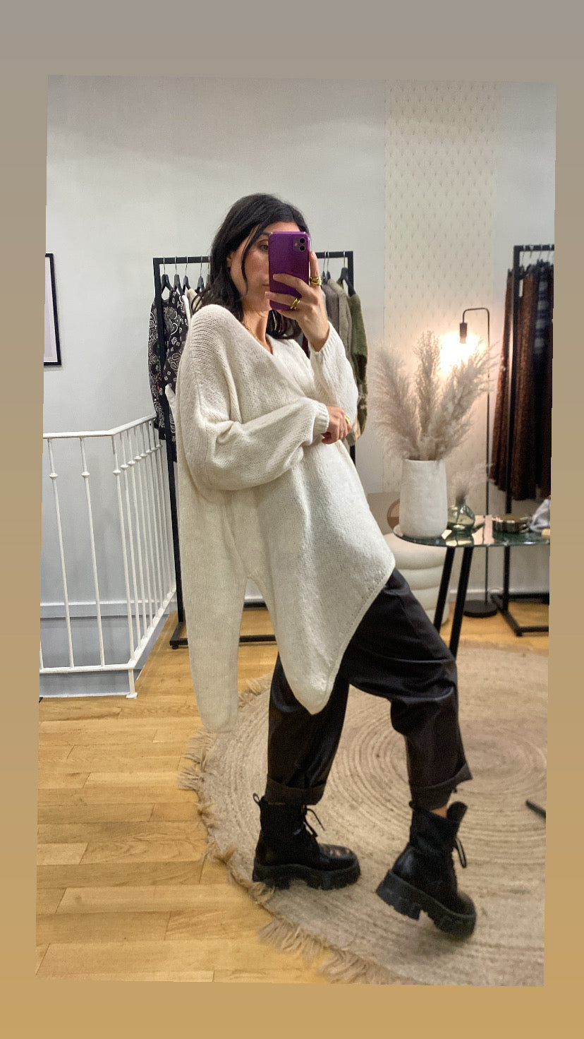 Pull « sima » asymétrique écru