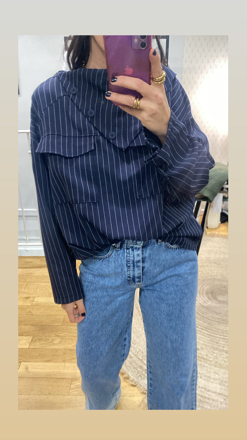 Top  « Sinaï » rayé bleu marine