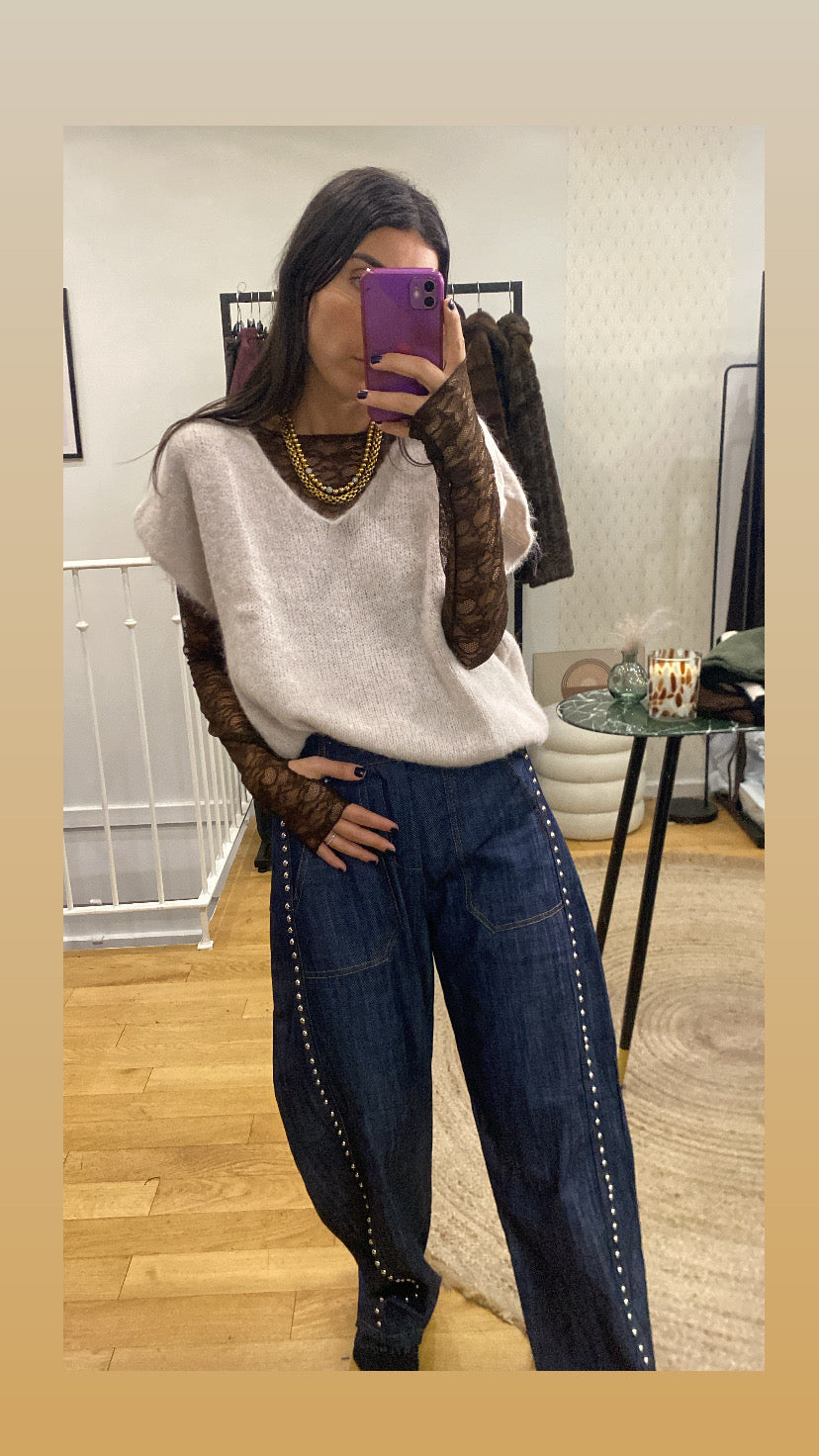 Pull sans manche « stef » écru