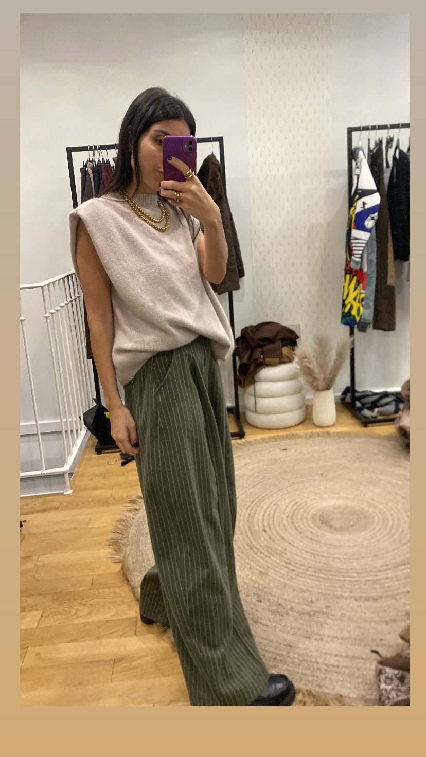 Pantalon « Loulou » rayé kaki