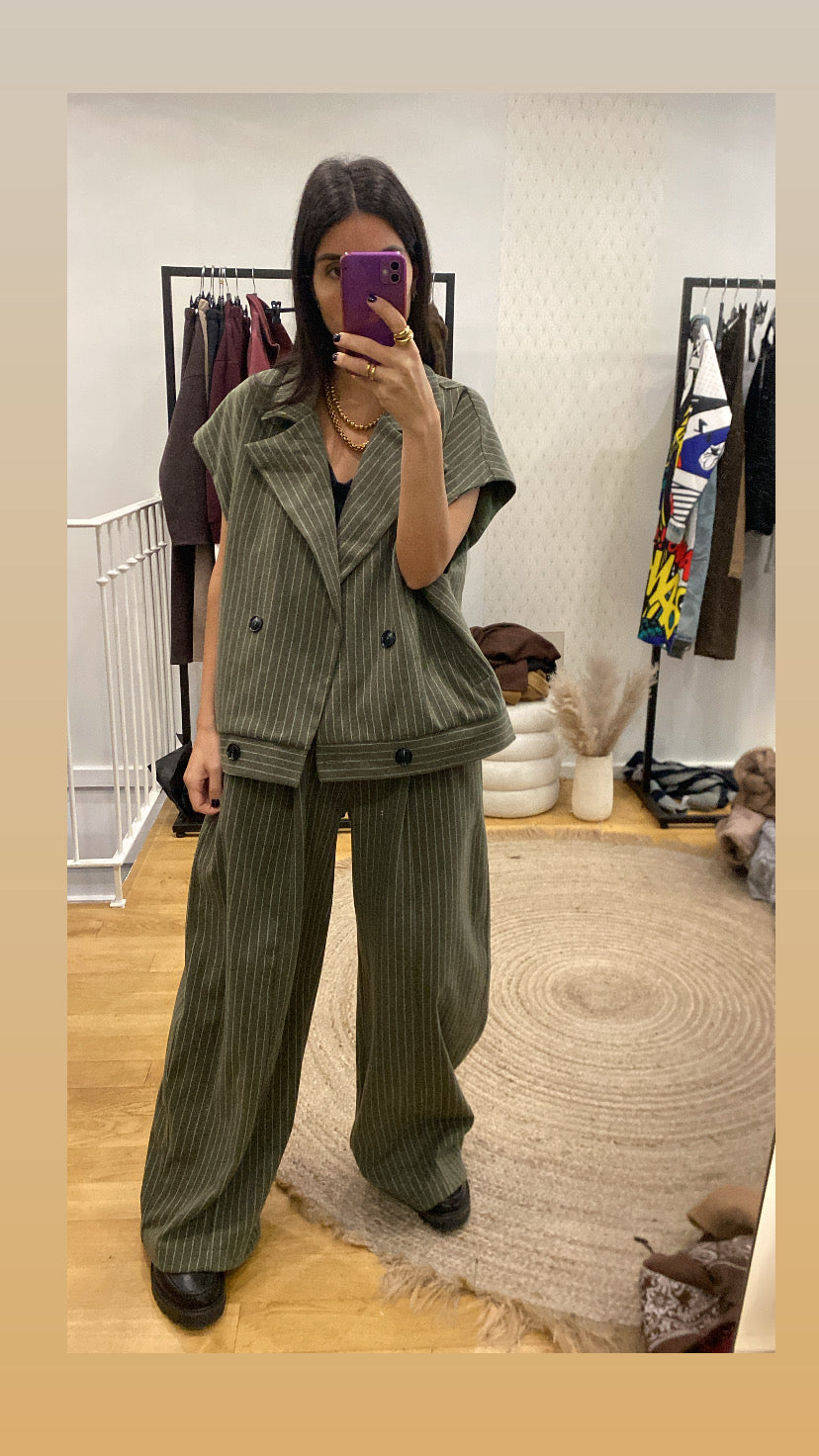 Veste sans manche « Audrey » rayé kaki