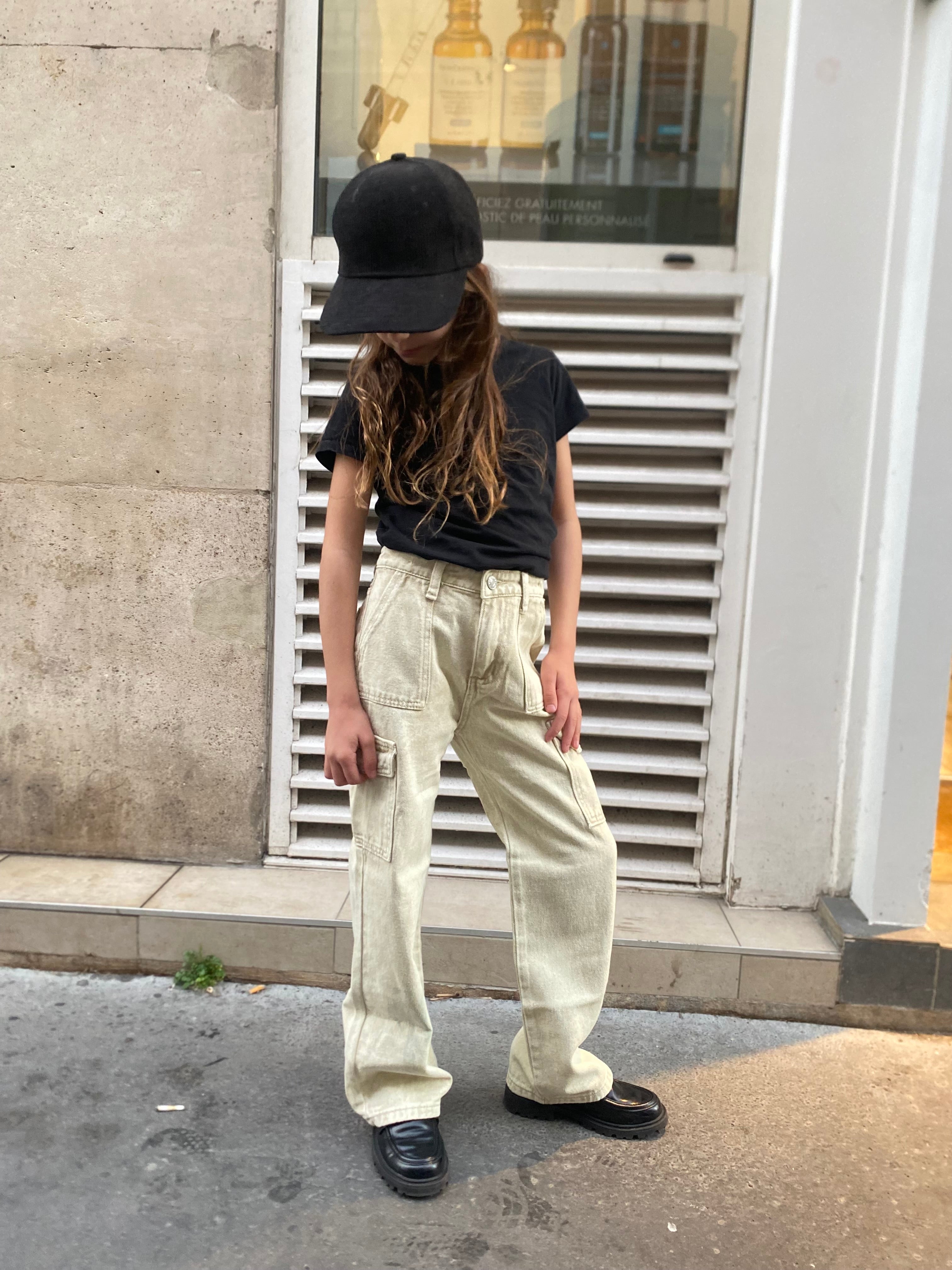 Jeans cargo « Mila » beige