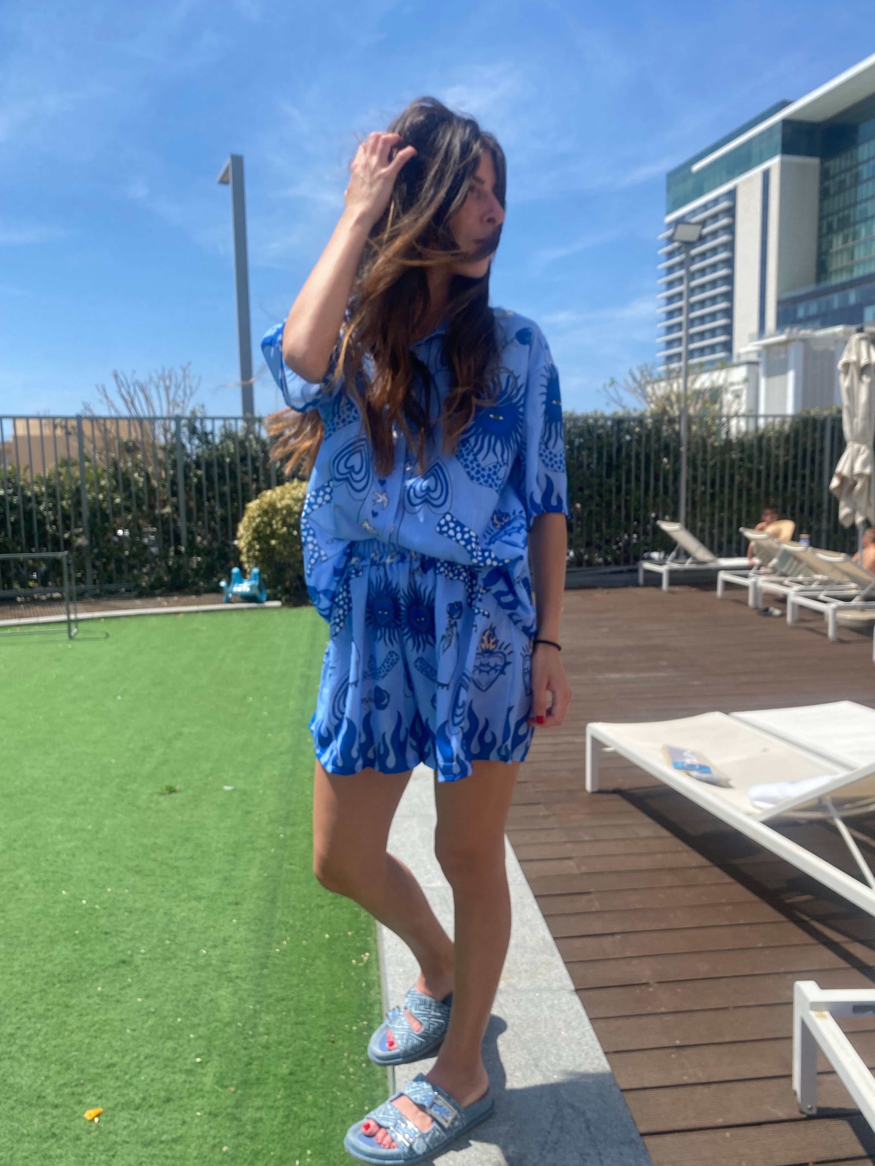 Ensemble short « love » bleu