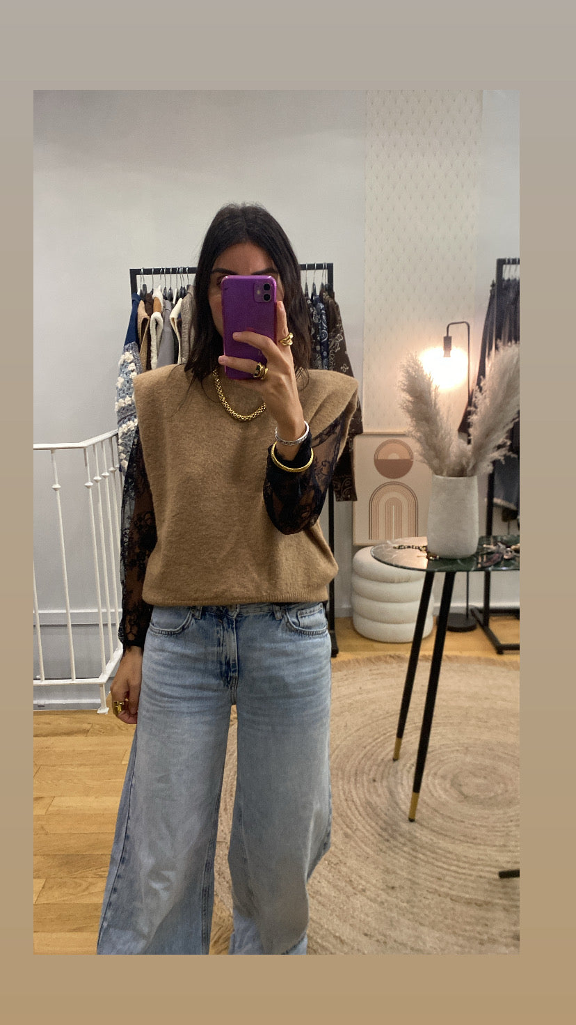 Pull « Kim » épaulette camel