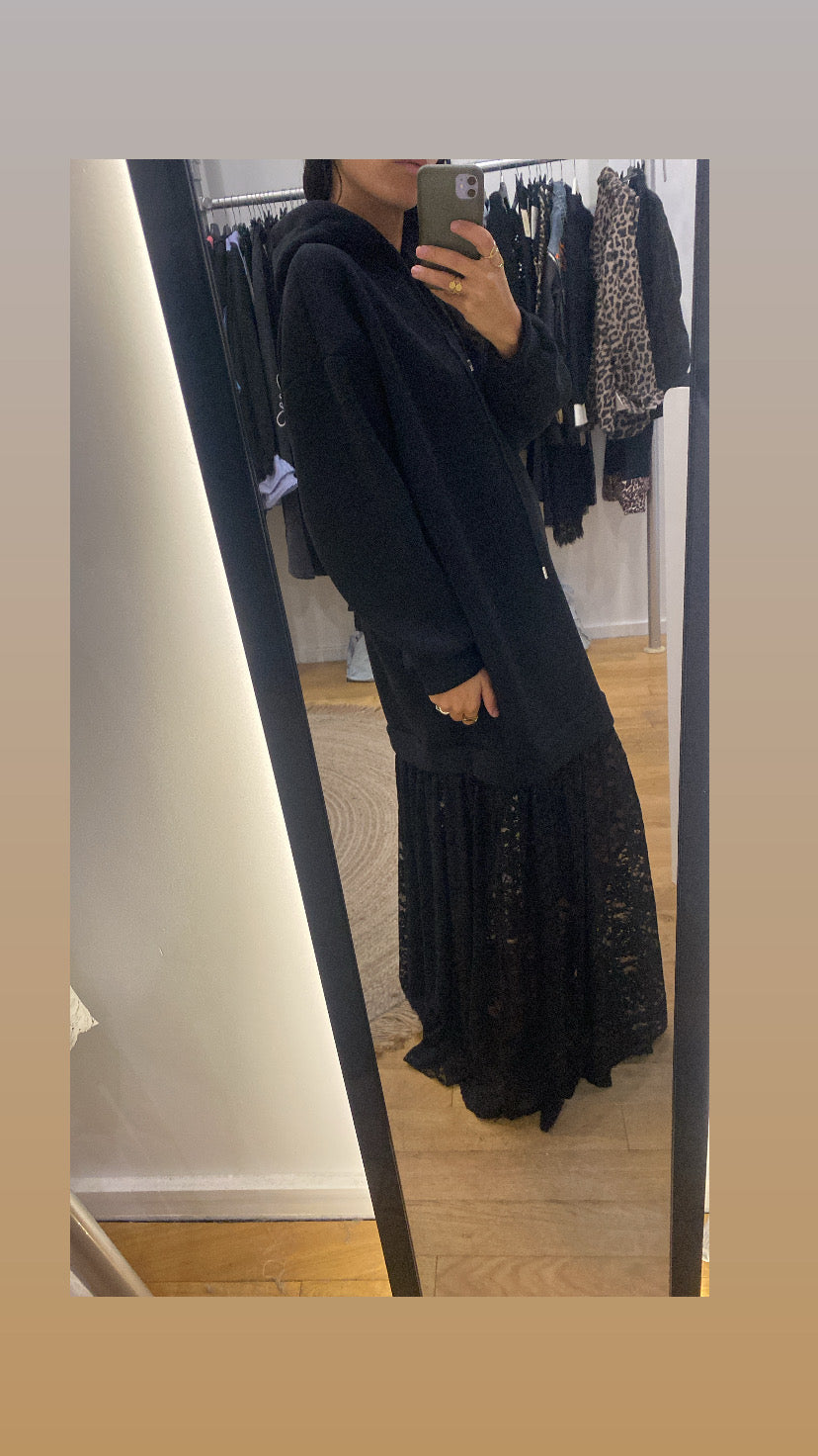 Robe sweat dentelle « noya » noir