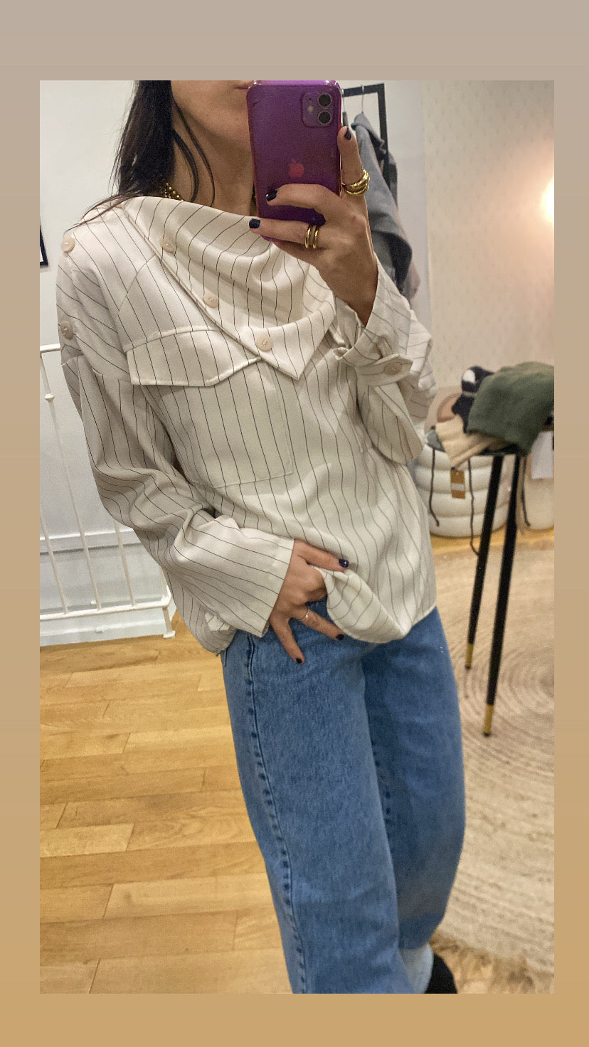 Top « Sinaï » rayé ecrue