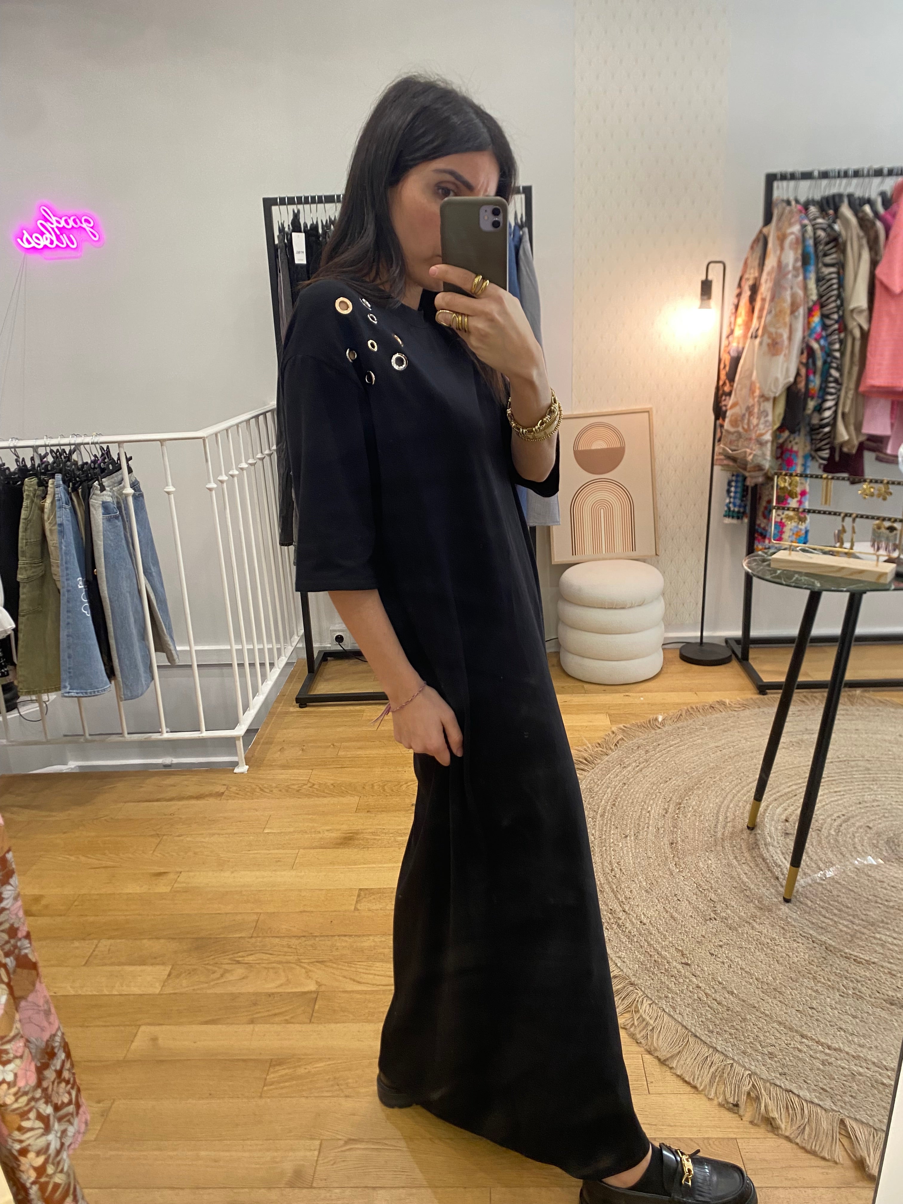 Robe œillet « Ary » noir
