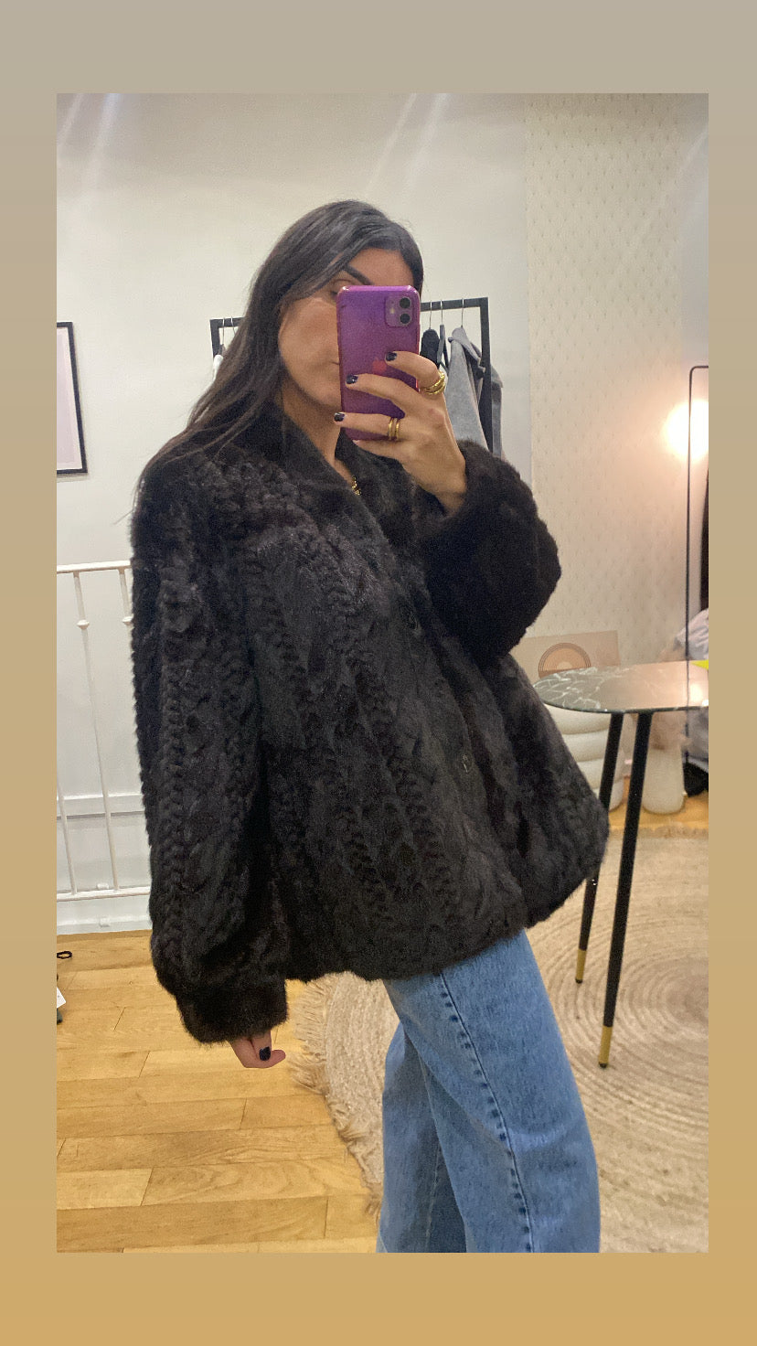 Veste « Bella » fausse fourrure marron foncé