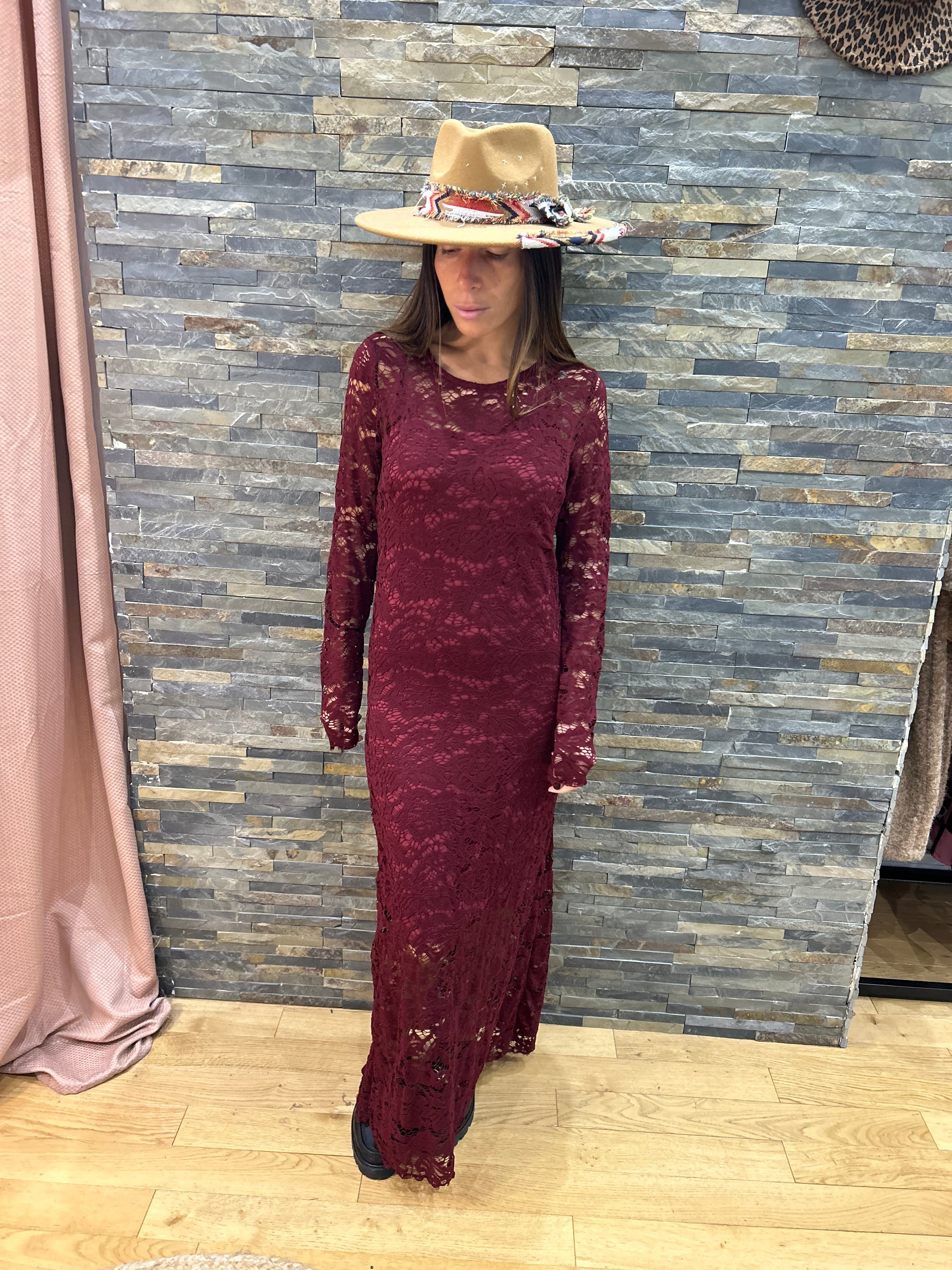 Robe « Tal » dentelle bordeaux