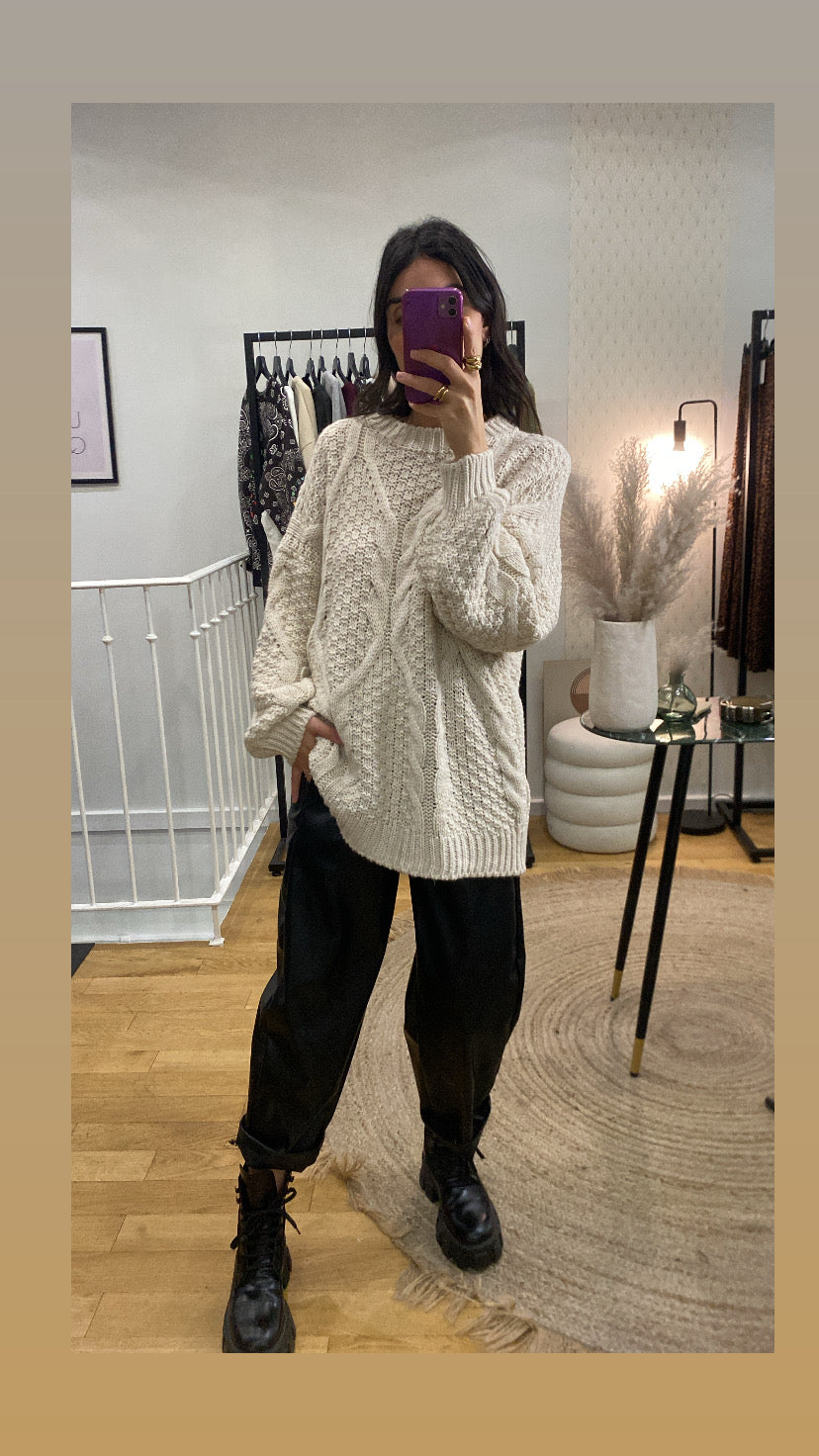 Pull torsadé « Daniella » écru
