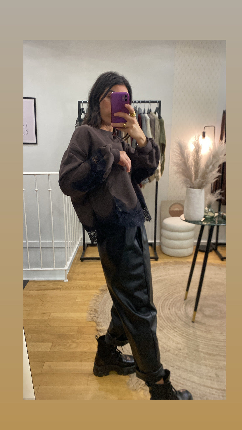 Pantalon en simili noir