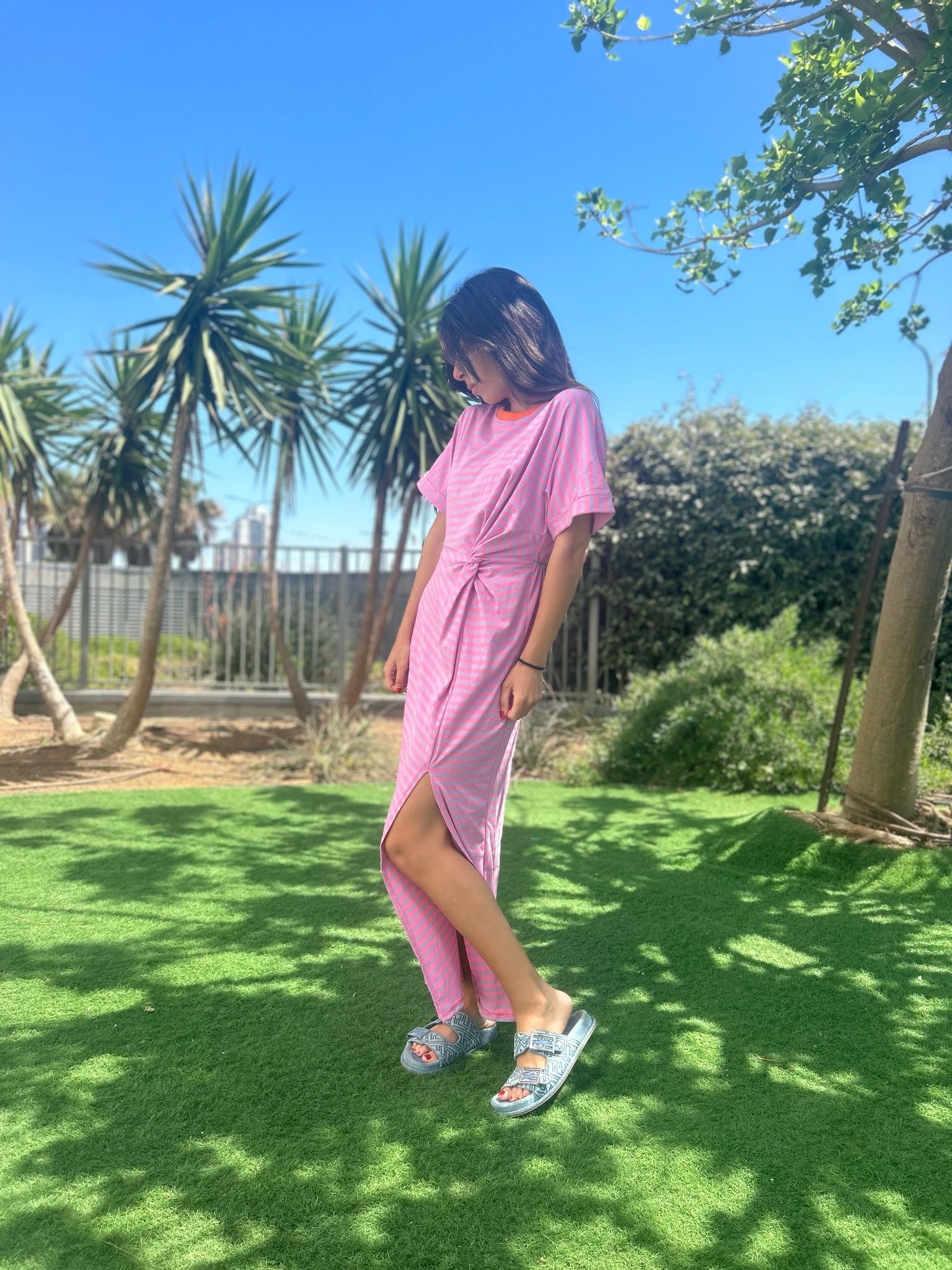 Robe « Diana » rayé rose
