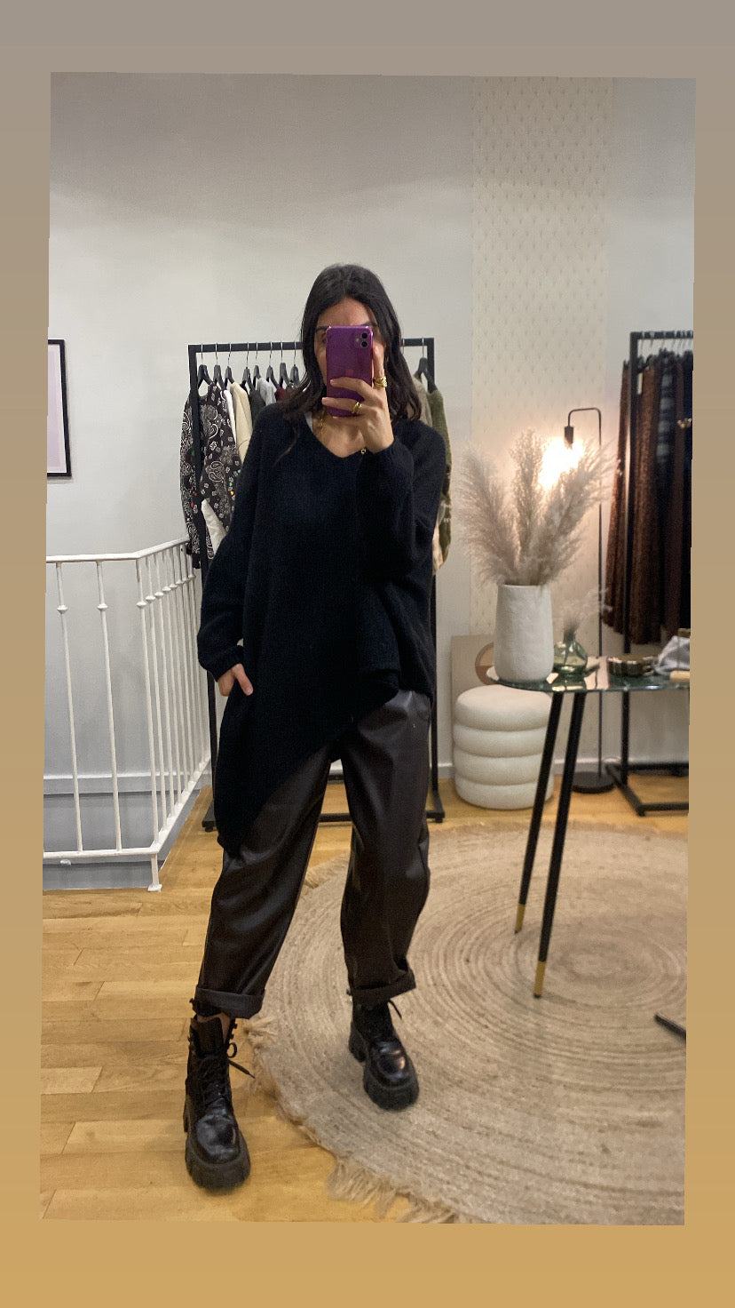 Pull « Sima » asymétrique noir