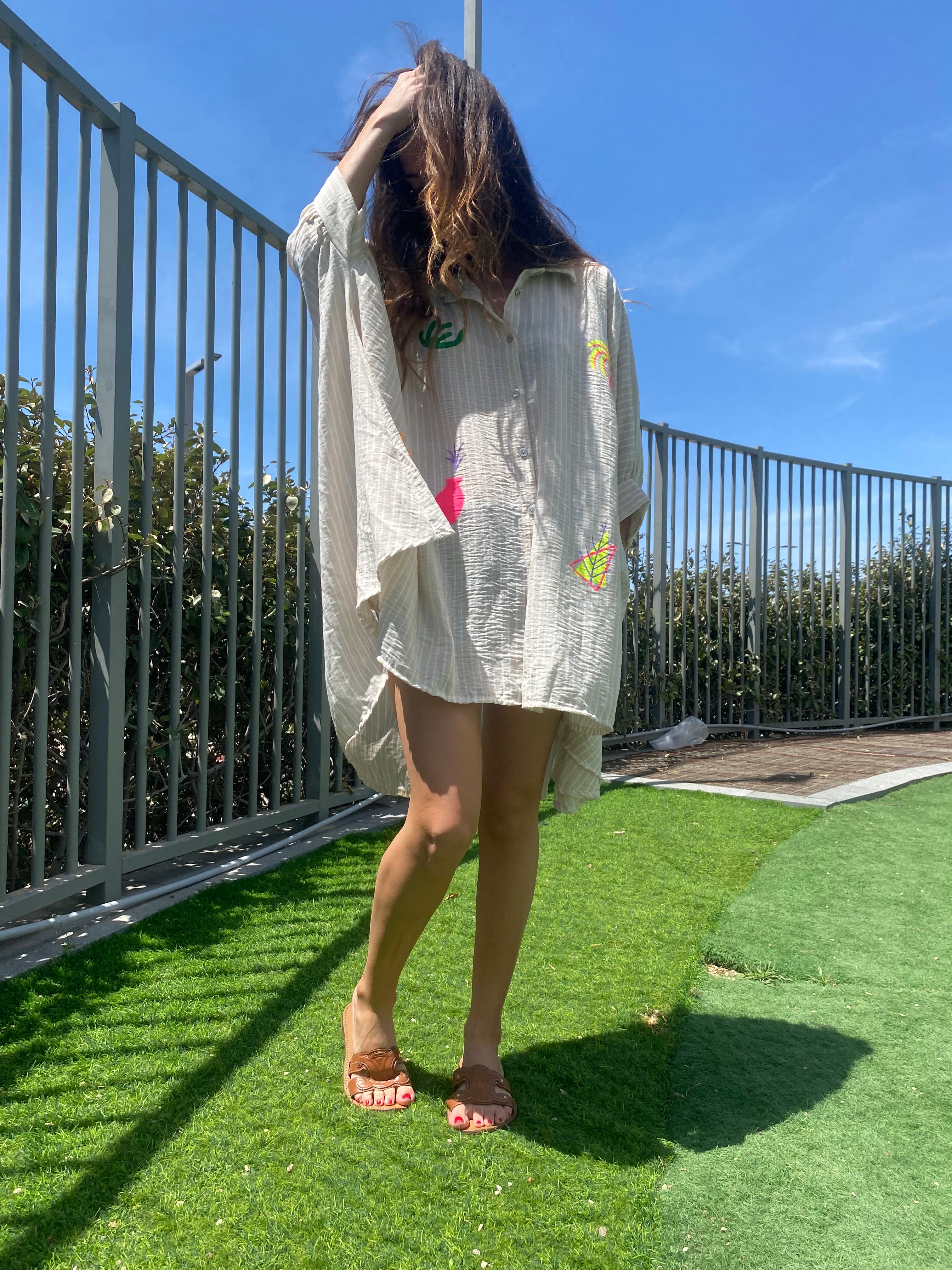 Robe Chemise robe « Jill » rayé écru