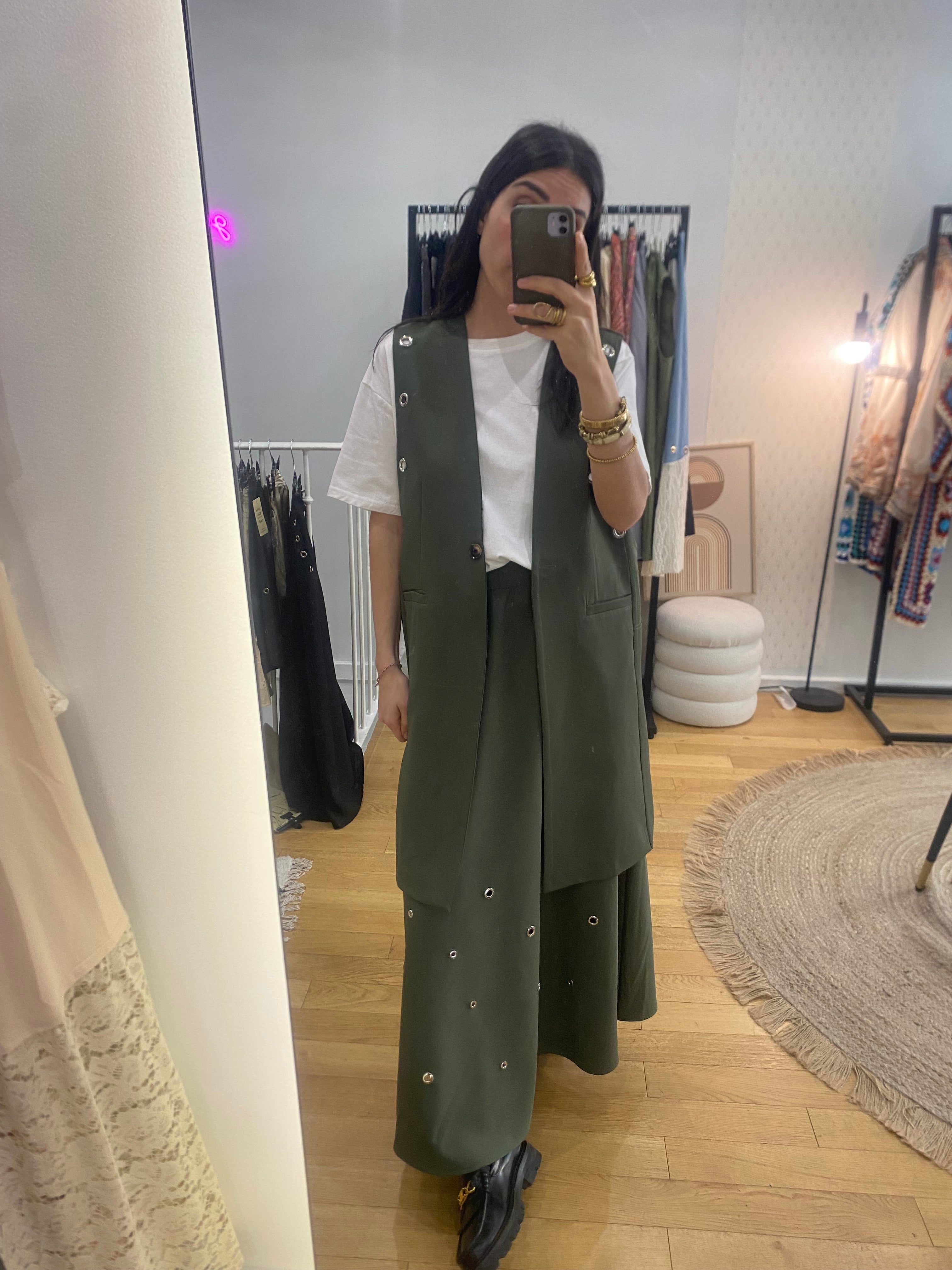 Jupe œillet « Emma » kaki