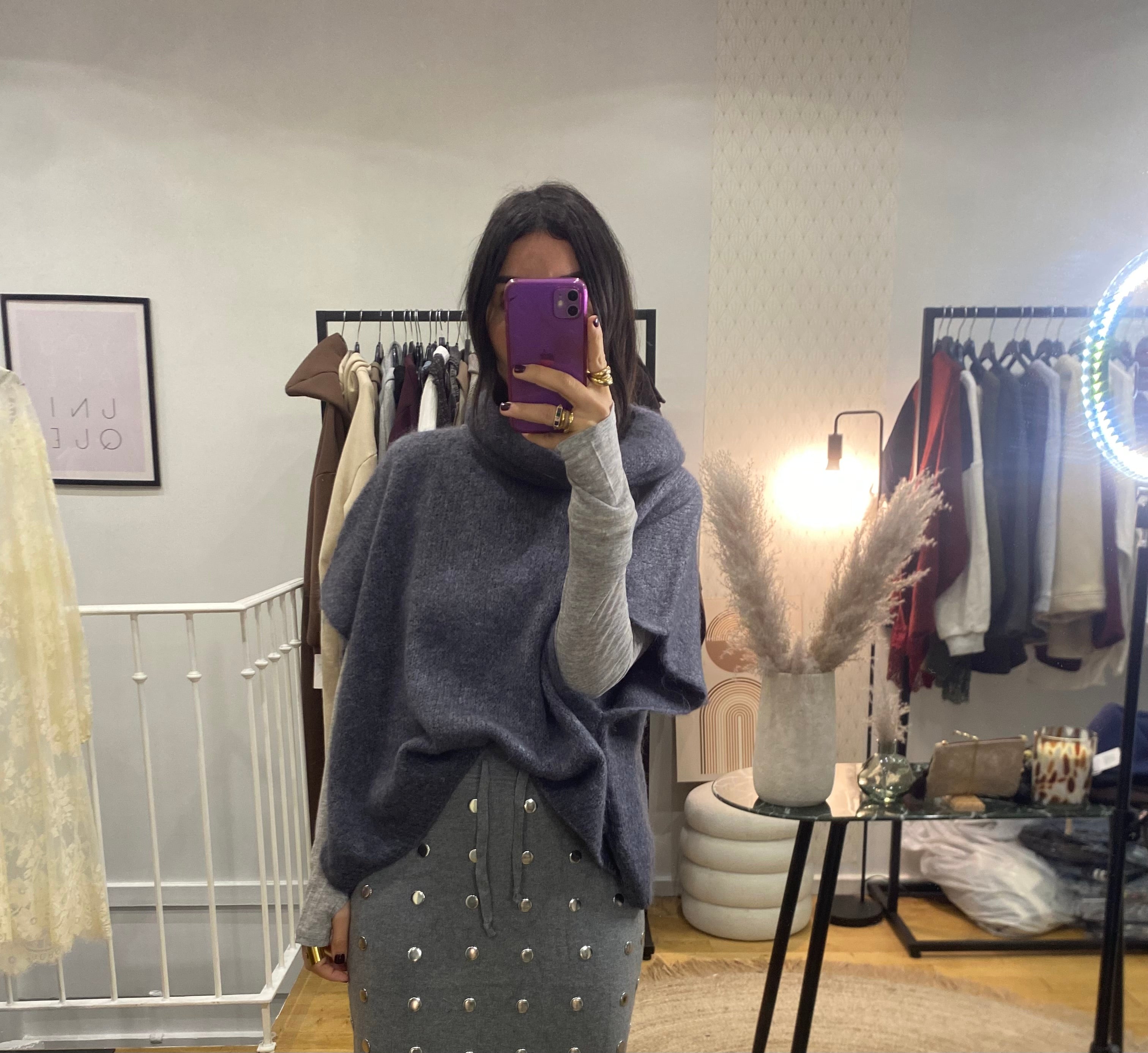 Top mitaine « Carole » gris