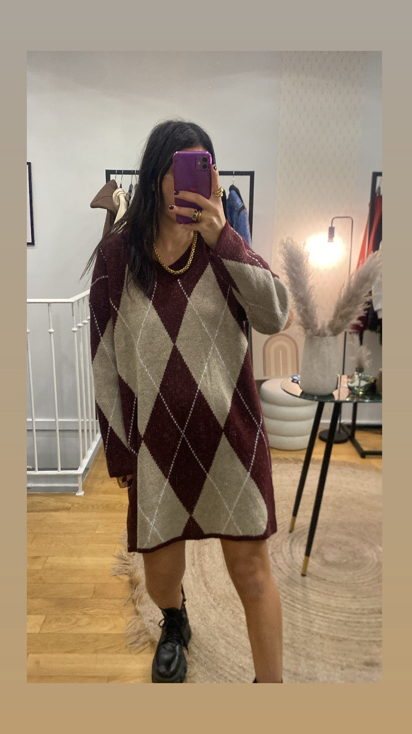 Robe pull « Éden » bordeaux